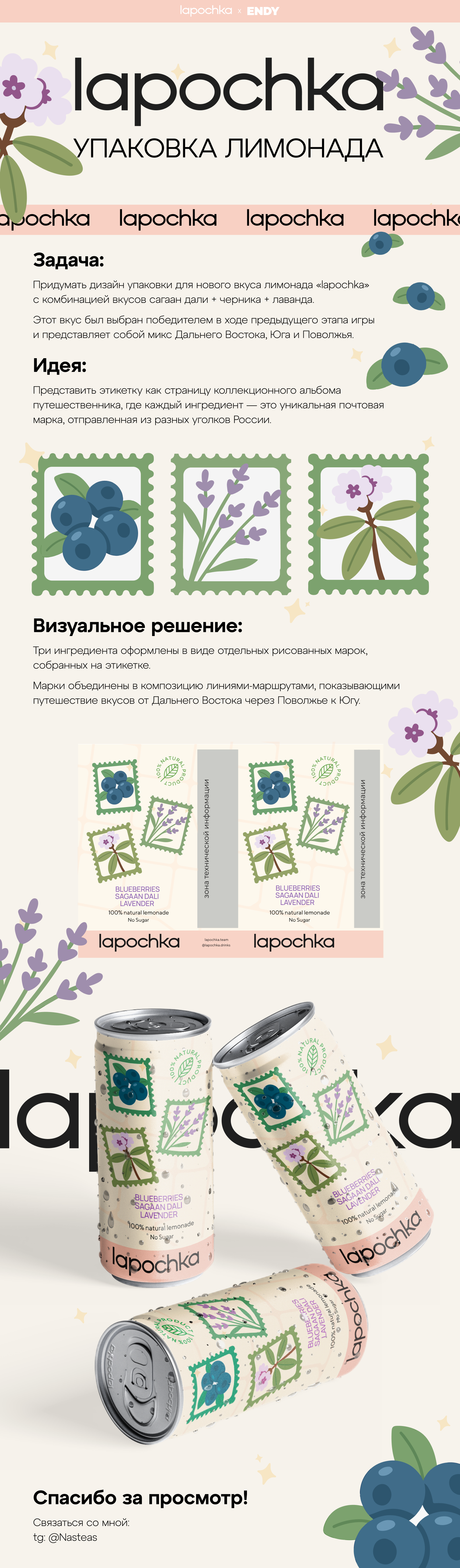 Дизайн упаковки для лимонада Lapochka | Lapochka × Endy — Изображение №1 — Брендинг, Графика на Dprofile