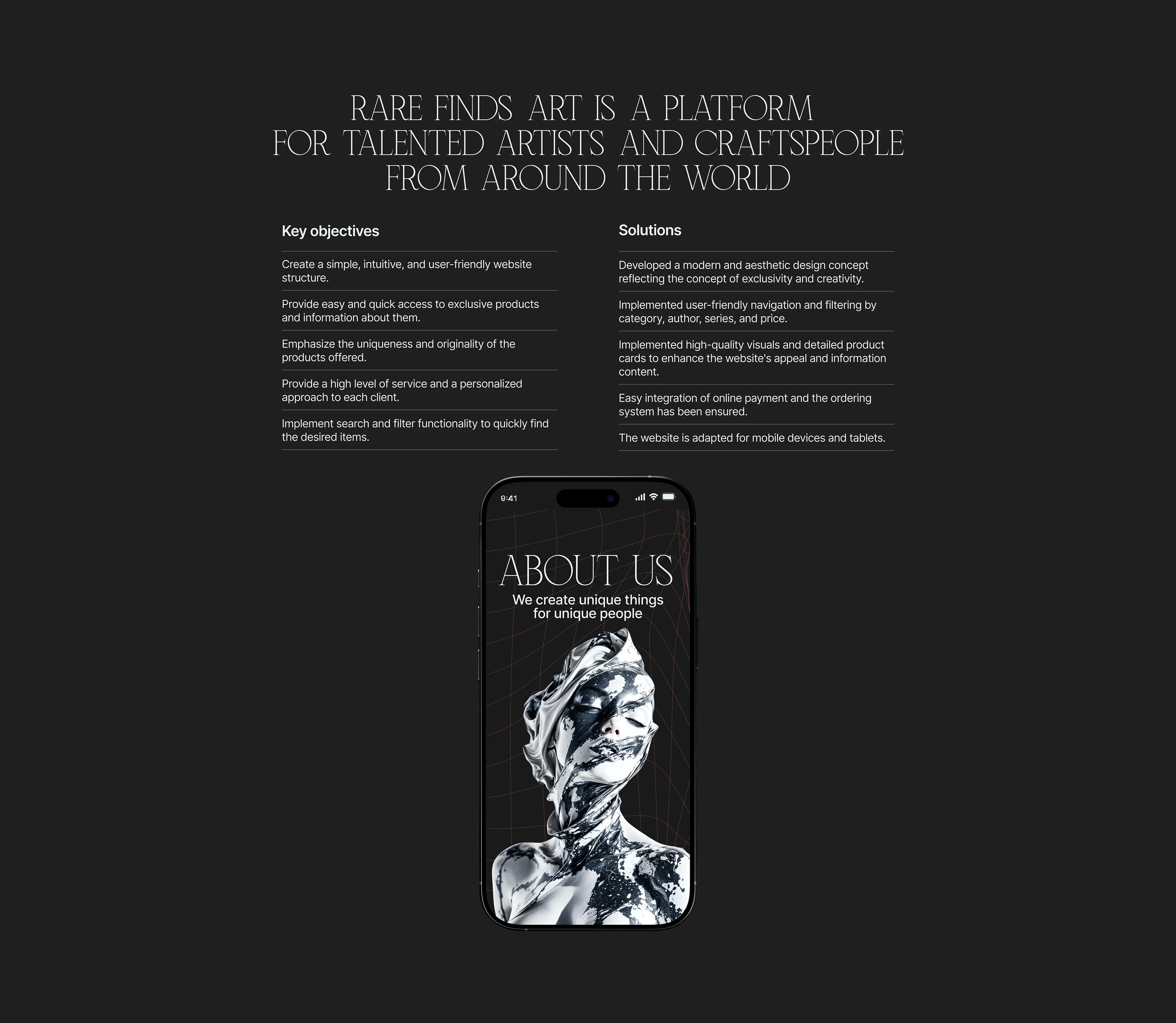 Rare Finds Art | Online Store — Изображение №2 — Интерфейсы на Dprofile