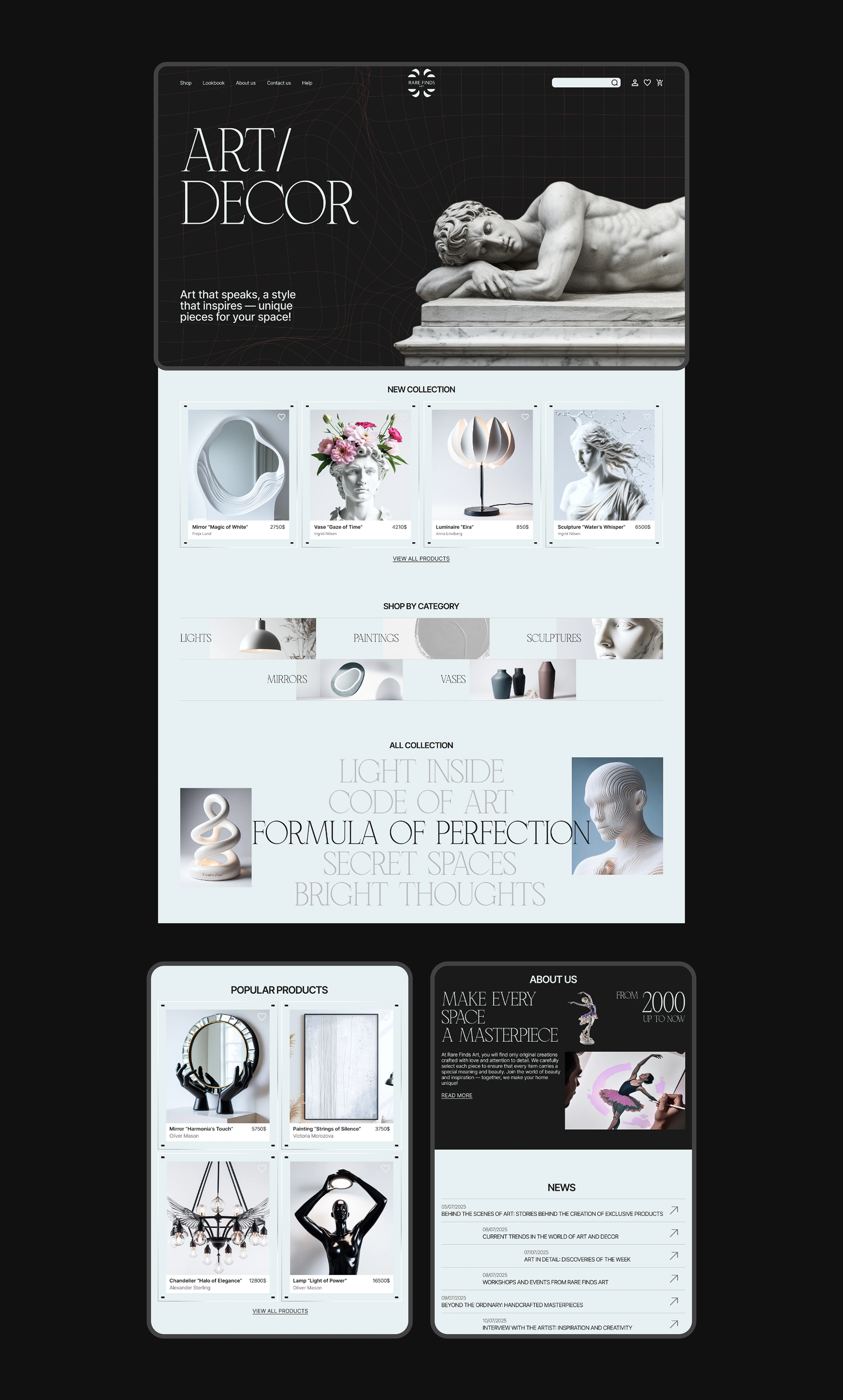 Rare Finds Art | Online Store — Изображение №3 — Интерфейсы на Dprofile