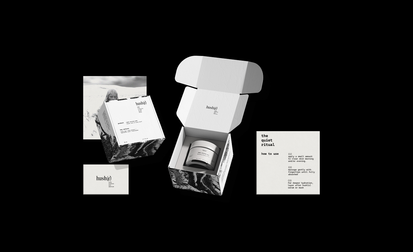 HUSH(E) // БРЕНДИНГ ДЛЯ УХОДОВОЙ КОСМЕТИКИ — Изображение №3 — Брендинг на Dprofile