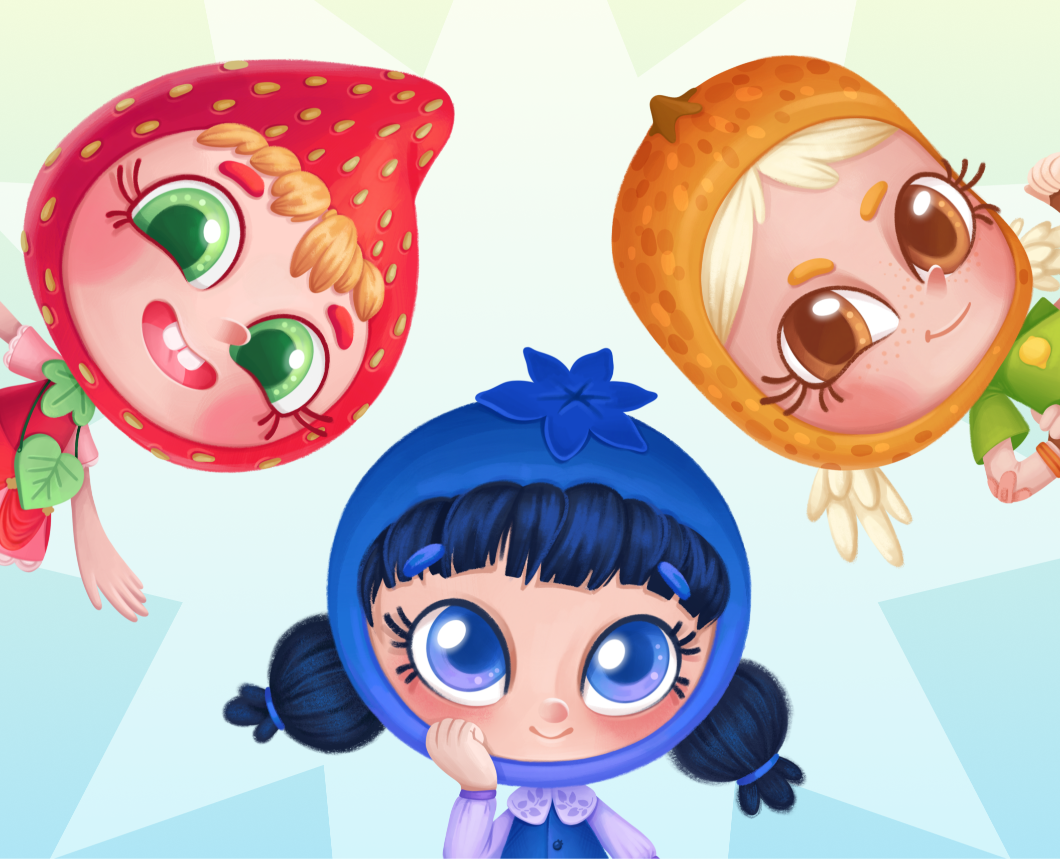 Разработка маскотов для бренда детских напитков "чудо-ягода" на Dprofile