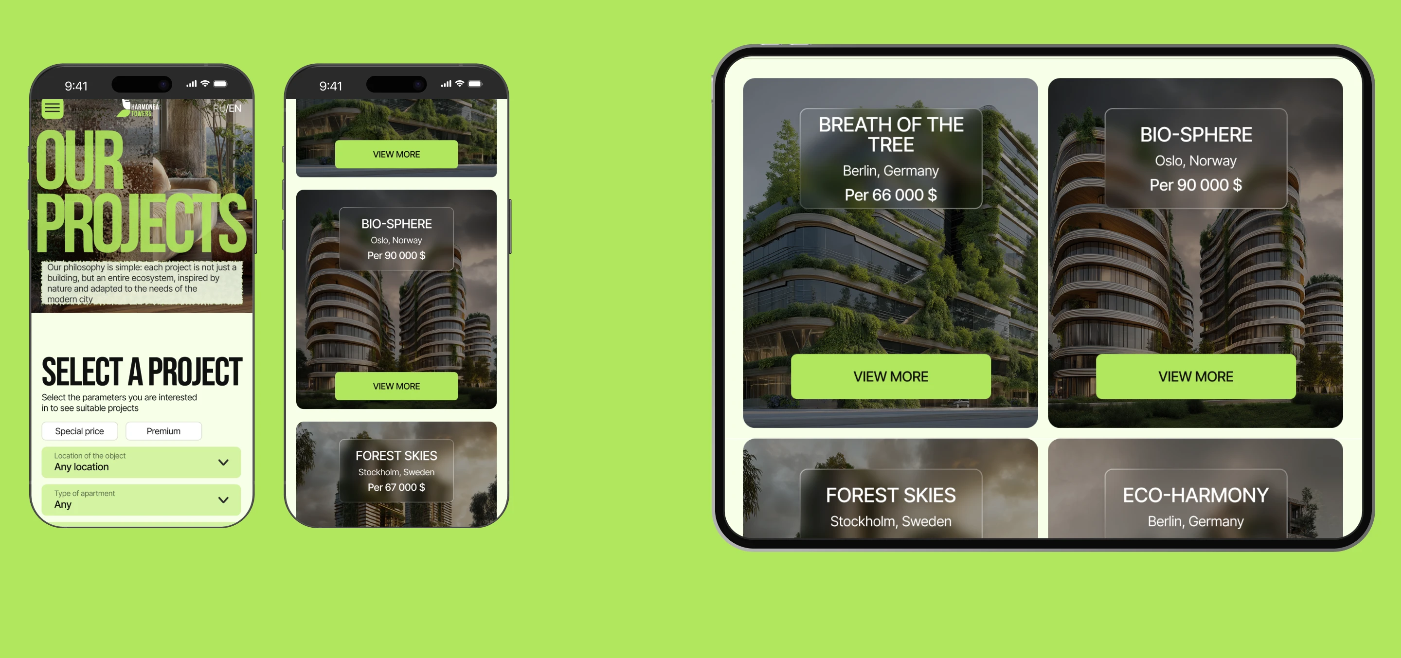 Девелоперская компания Harmonea Towers | Ui/UX | Web — Изображение №7 — Интерфейсы на Dprofile