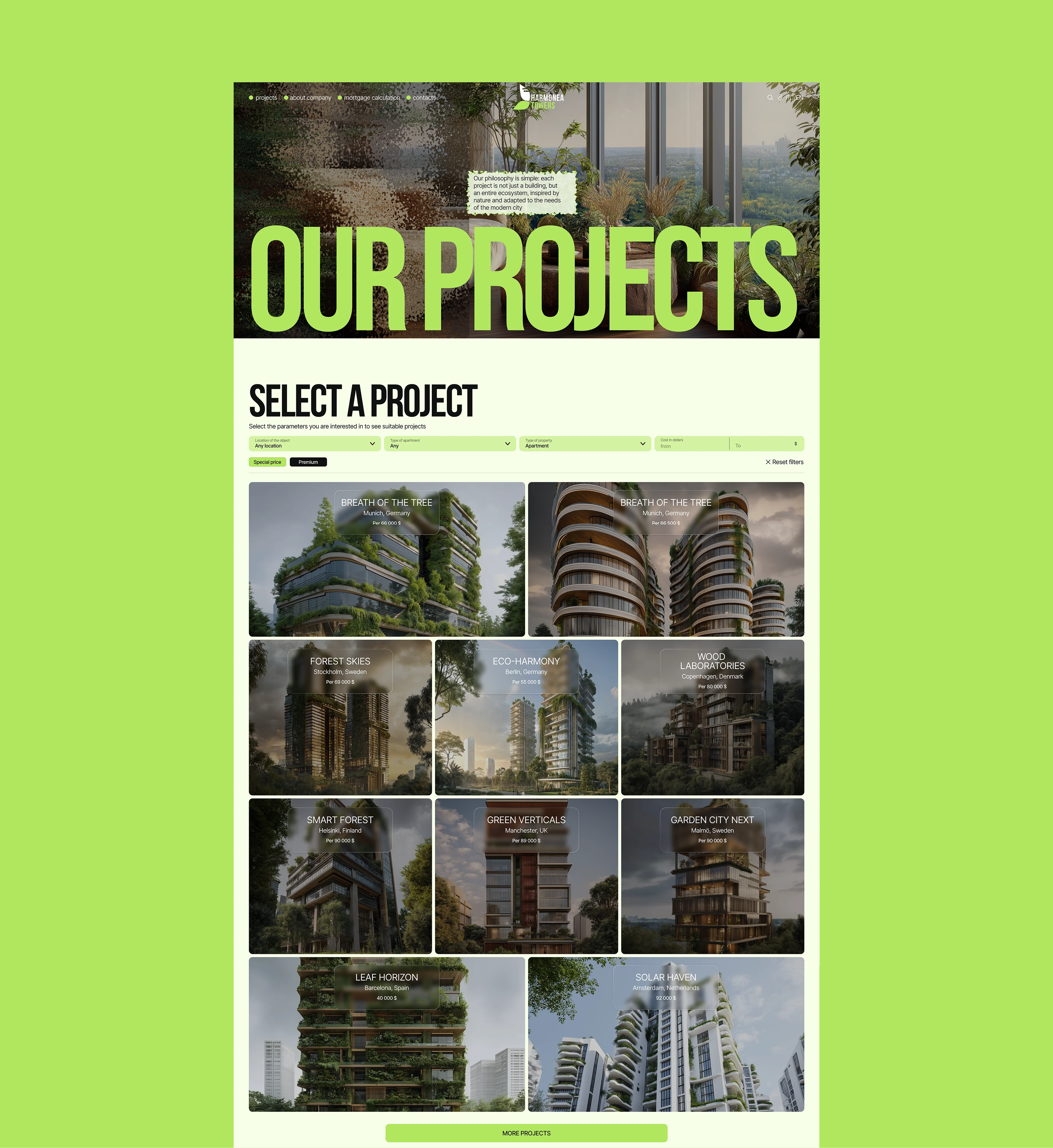 Девелоперская компания Harmonea Towers | Ui/UX | Web — Изображение №6 — Интерфейсы на Dprofile