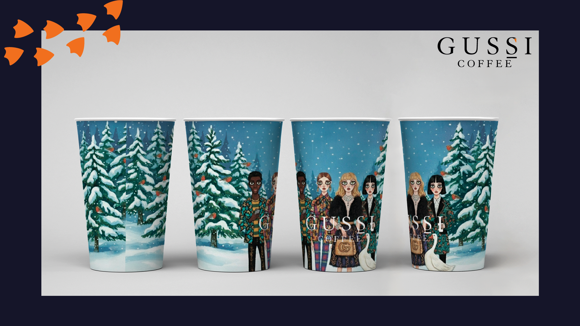 Визуальная концепция бумажных стаканов для GUSSI COFFEE — Изображение №11 — Брендинг, Иллюстрация на Dprofile