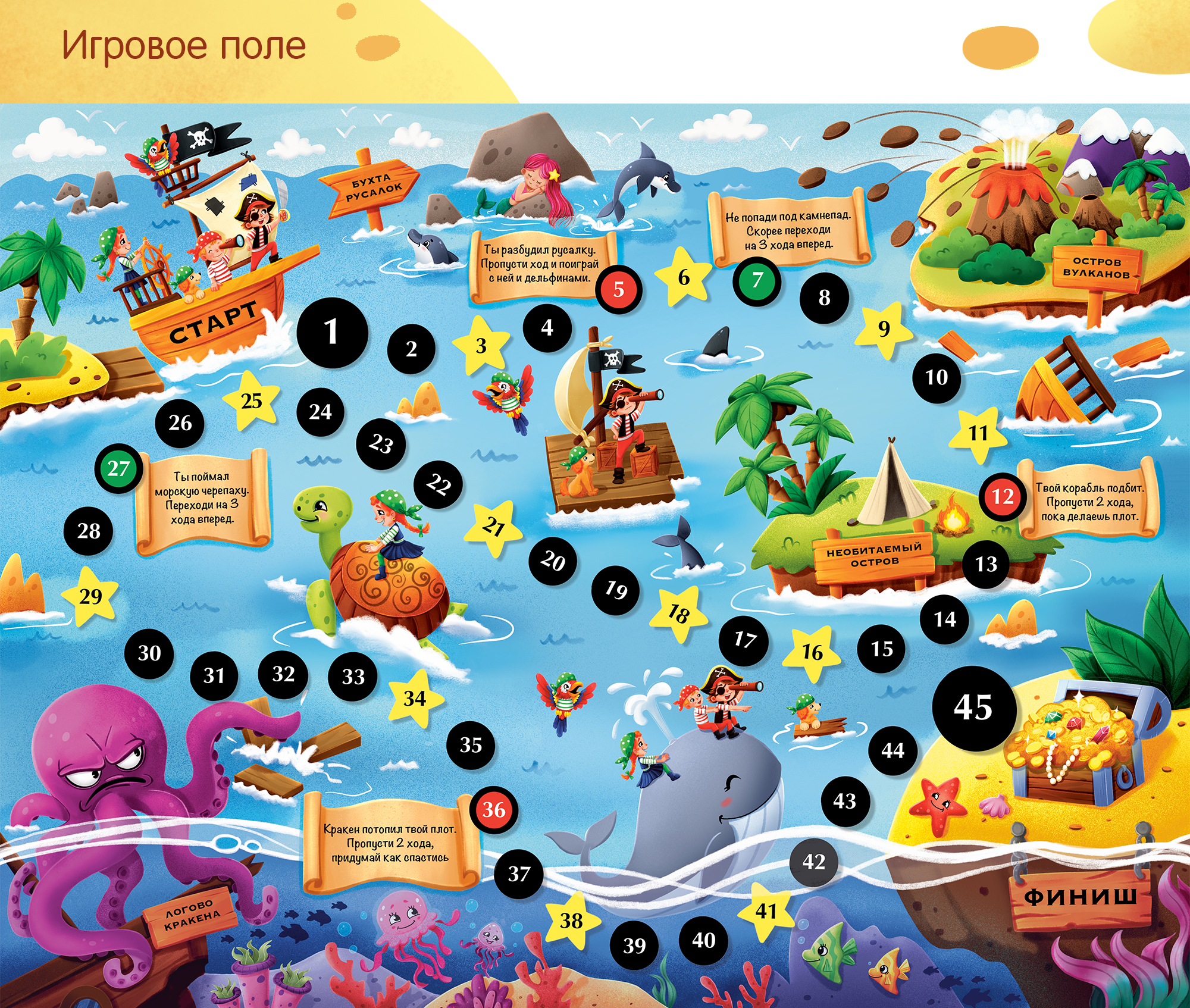 Детская настольная игра бродилка про пиратов Тайны островов — Изображение №6 — Иллюстрация, Графика на Dprofile