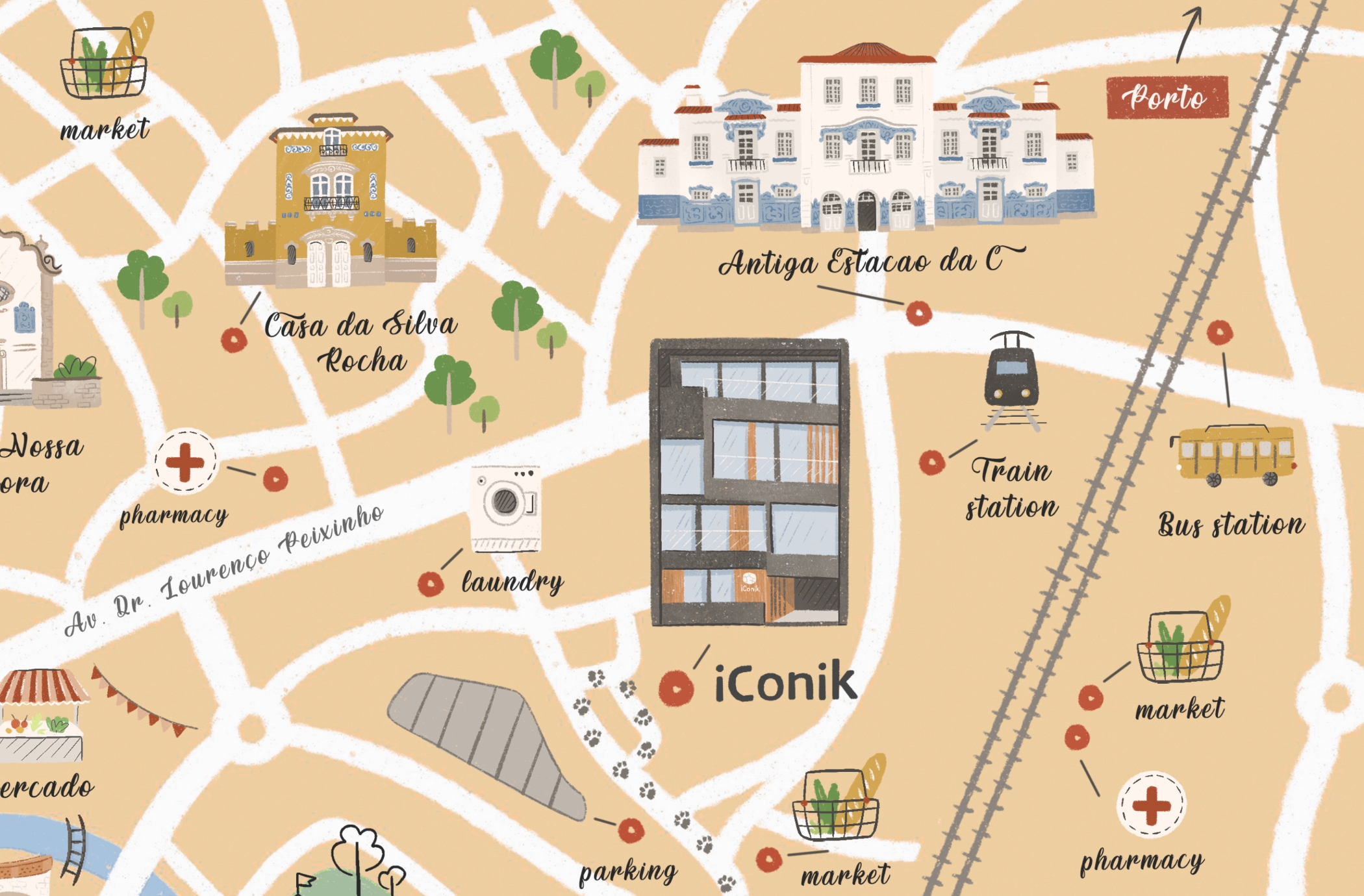 Иллюстрация туристической карты отеля Iconik — Изображение №7 — Иллюстрация, Графика на Dprofile