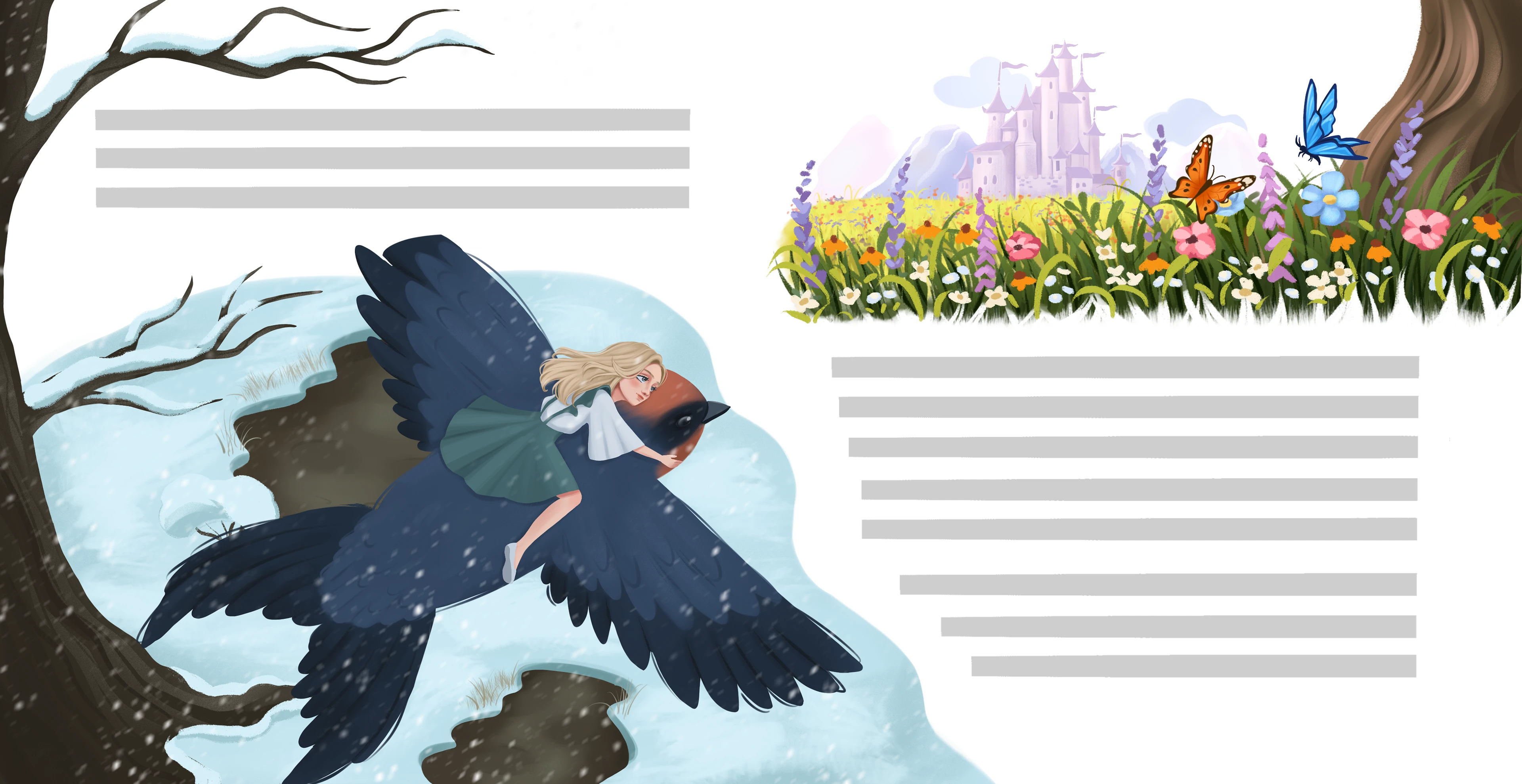 Книжные иллюстрации для сказки "Дюймовочка" — Изображение №22 — Иллюстрация, Графика на Dprofile