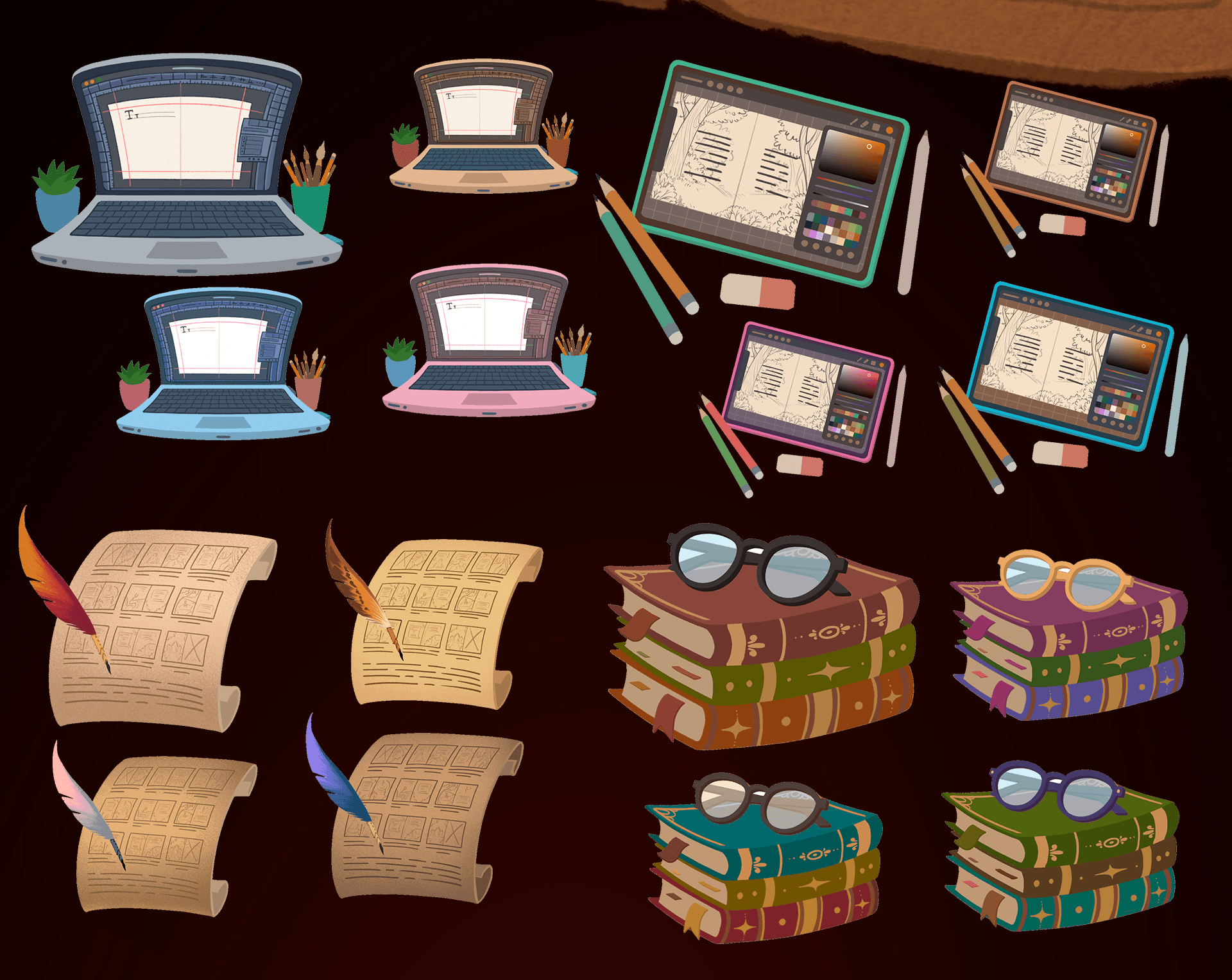 Баннер и иконки для книжного курса школы АртКосмос — Изображение №12 — Иллюстрация, Маркетинг на Dprofile