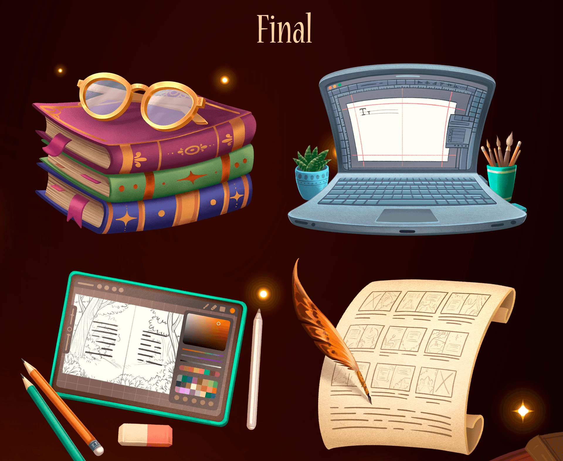 Баннер и иконки для книжного курса школы АртКосмос — Изображение №13 — Иллюстрация, Маркетинг на Dprofile