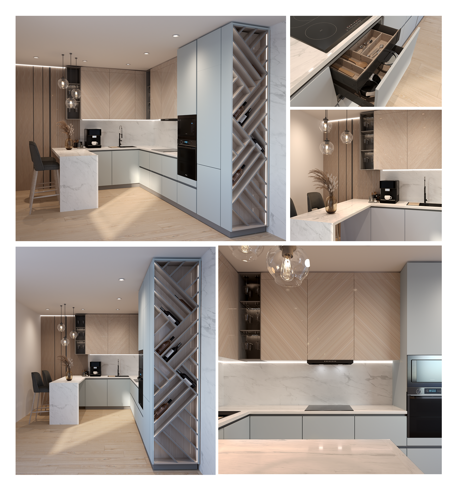 Эскизные дизайн проекты кухонного гарнитура "Верт" и "Фьорд" — Изображение №2 — 3D, Промдизайн на Dprofile