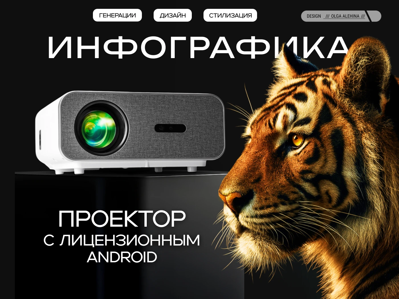 AI-дизайн карточки товара — инфографика проектора — Изображение №1 — Графика, Маркетинг на Dprofile