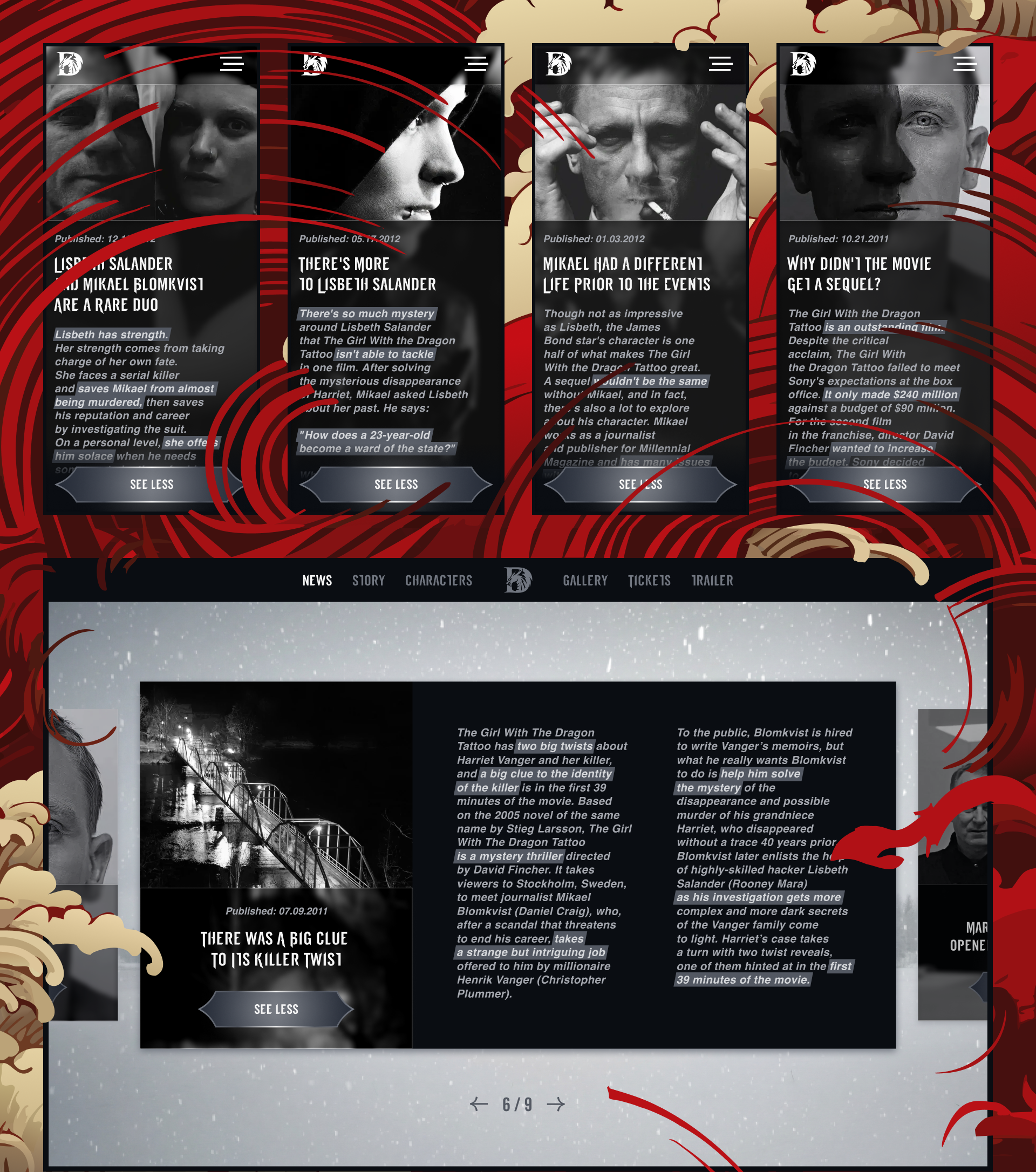 The Girl with the Dragon Tattoo — Изображение №15 — Интерфейсы, Анимация на Dprofile