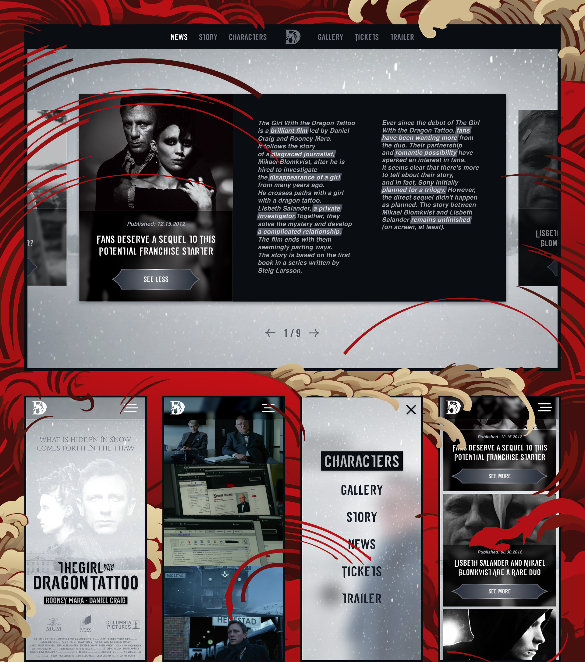 The Girl with the Dragon Tattoo — Изображение №12 — Интерфейсы, Анимация на Dprofile