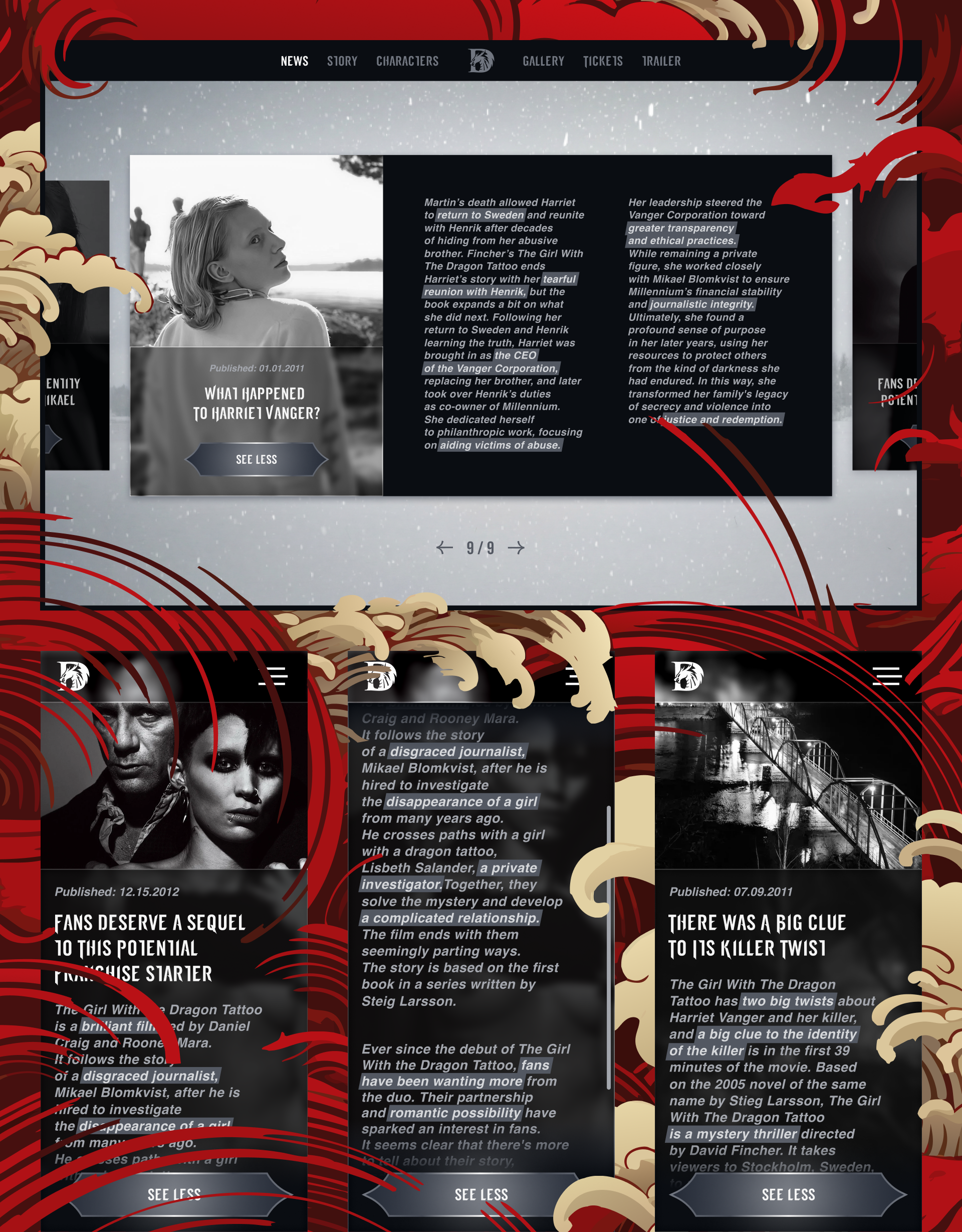 The Girl with the Dragon Tattoo — Изображение №17 — Интерфейсы, Анимация на Dprofile