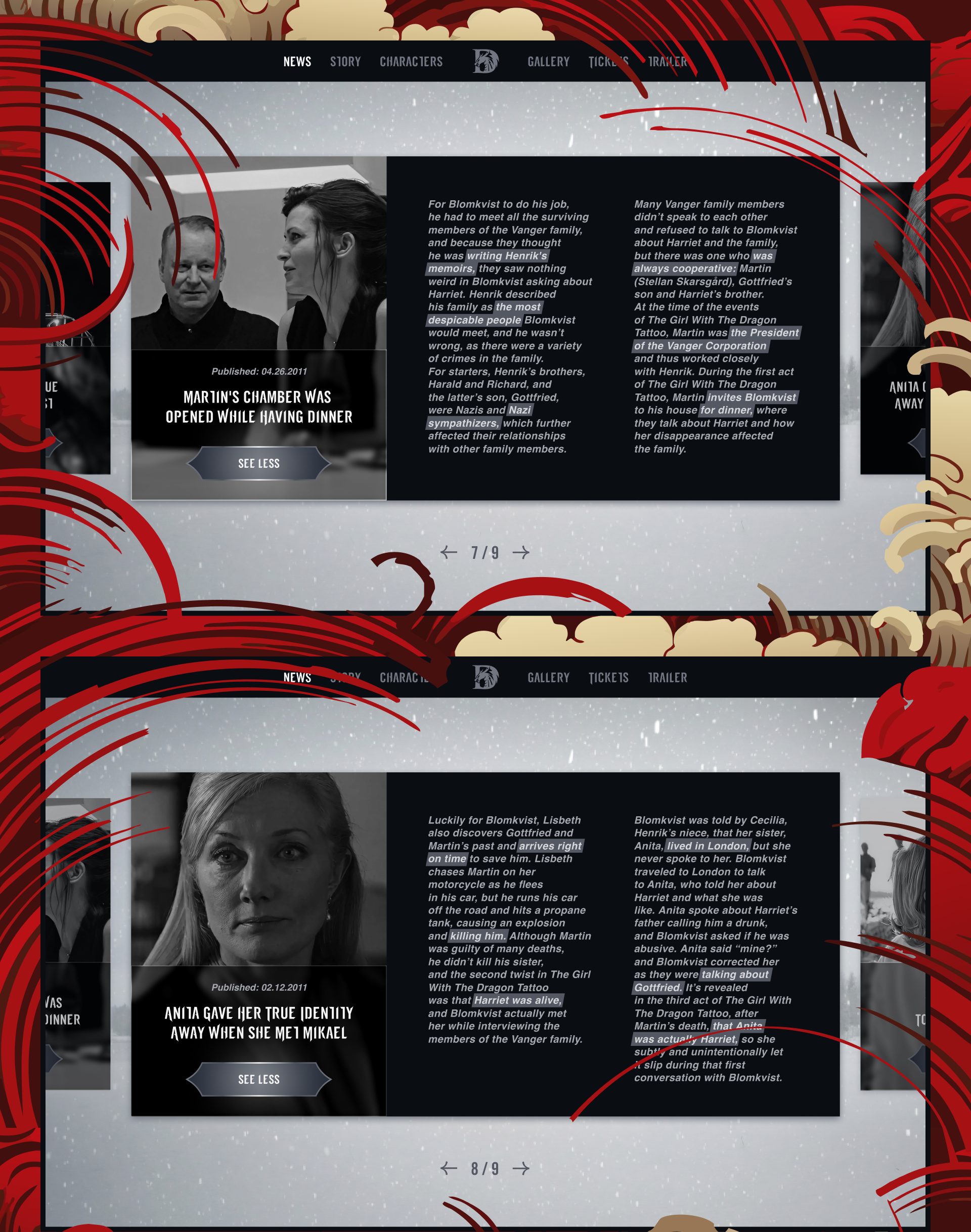 The Girl with the Dragon Tattoo — Изображение №16 — Интерфейсы, Анимация на Dprofile