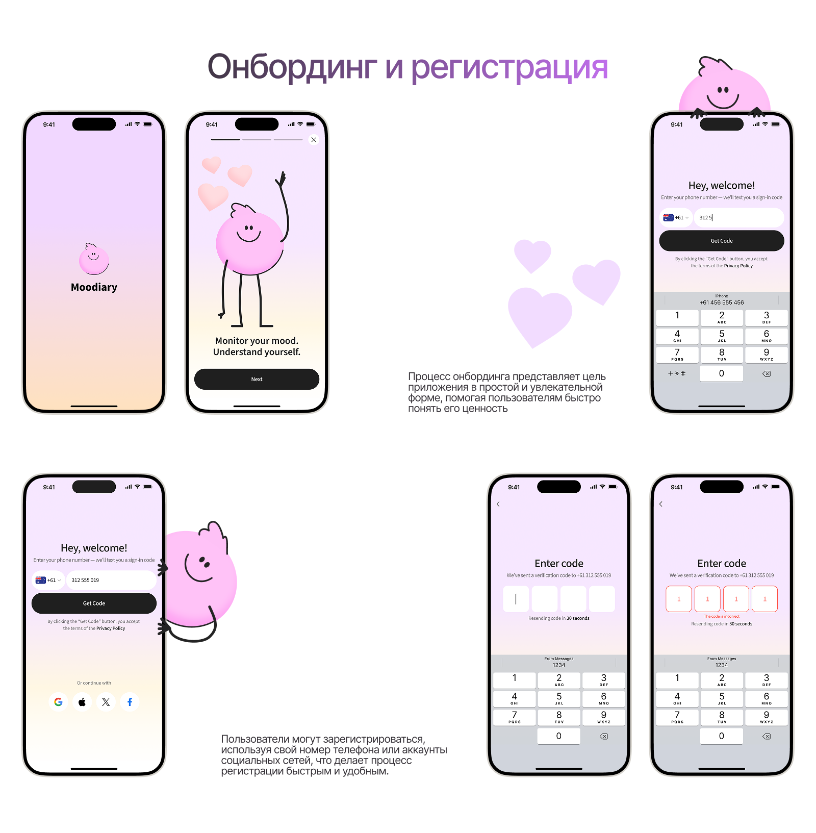 Moodiary | Мобильное приложение — Изображение №5 — Интерфейсы, Брендинг на Dprofile