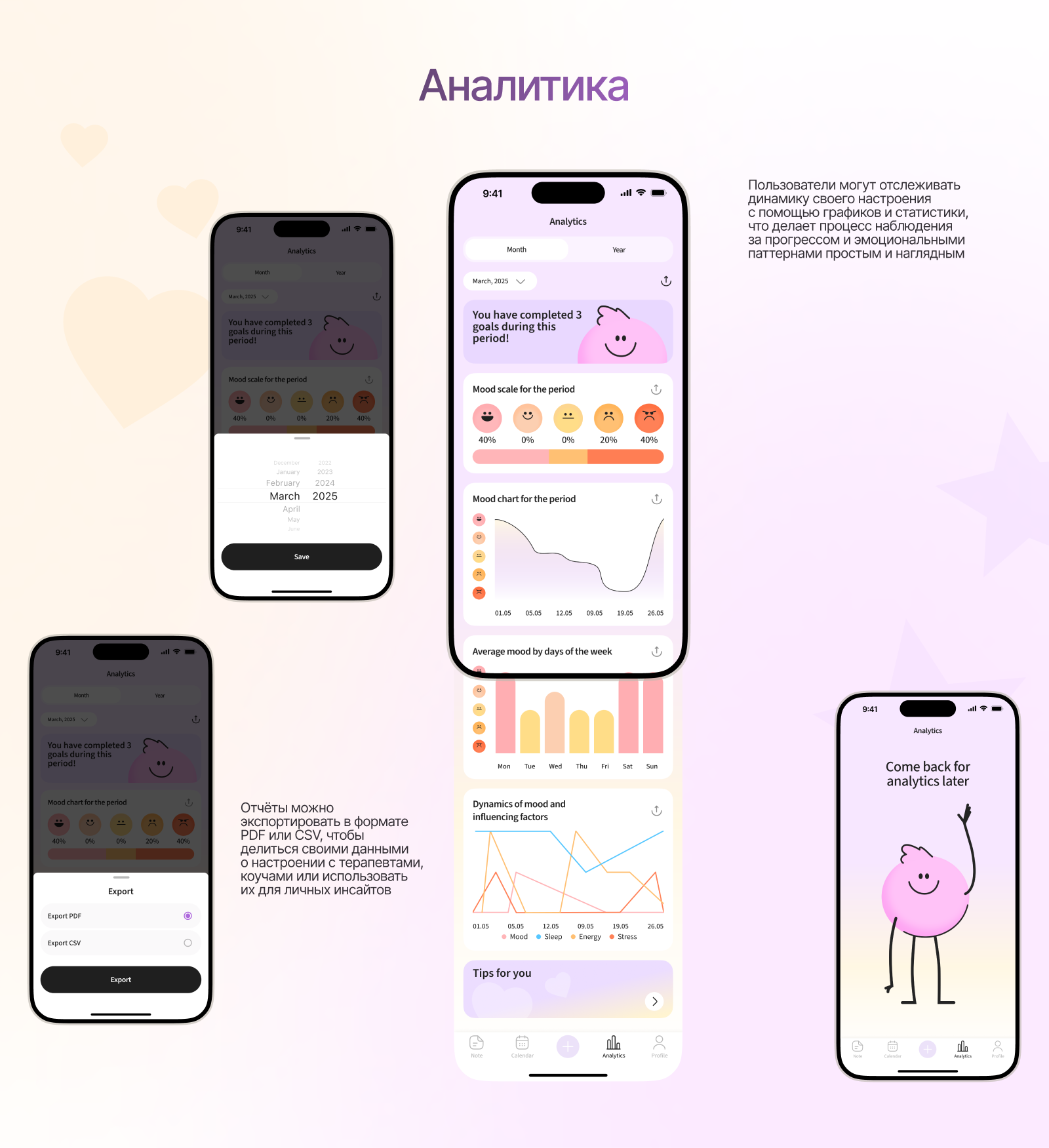 Moodiary | Мобильное приложение — Изображение №13 — Интерфейсы, Брендинг на Dprofile