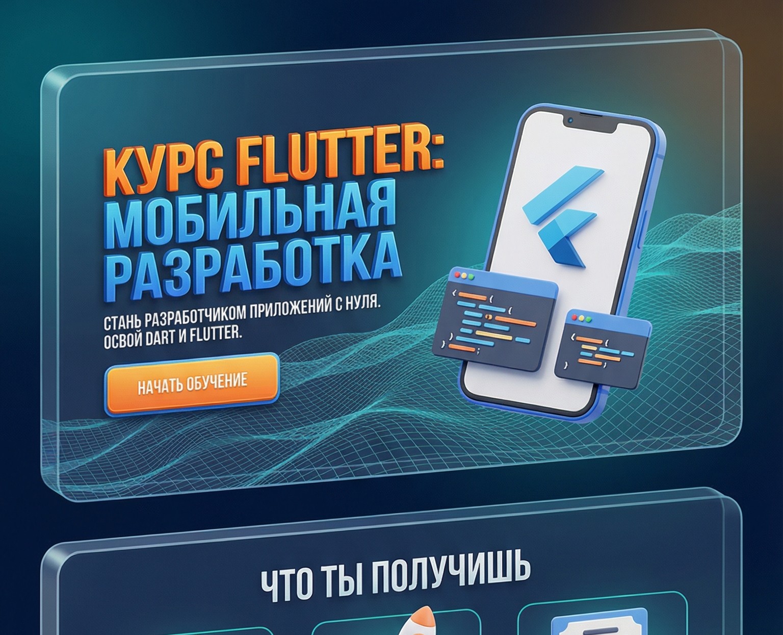 Сайт "Онлайн-курс по Flutter" — Интерфейсы на Dprofile