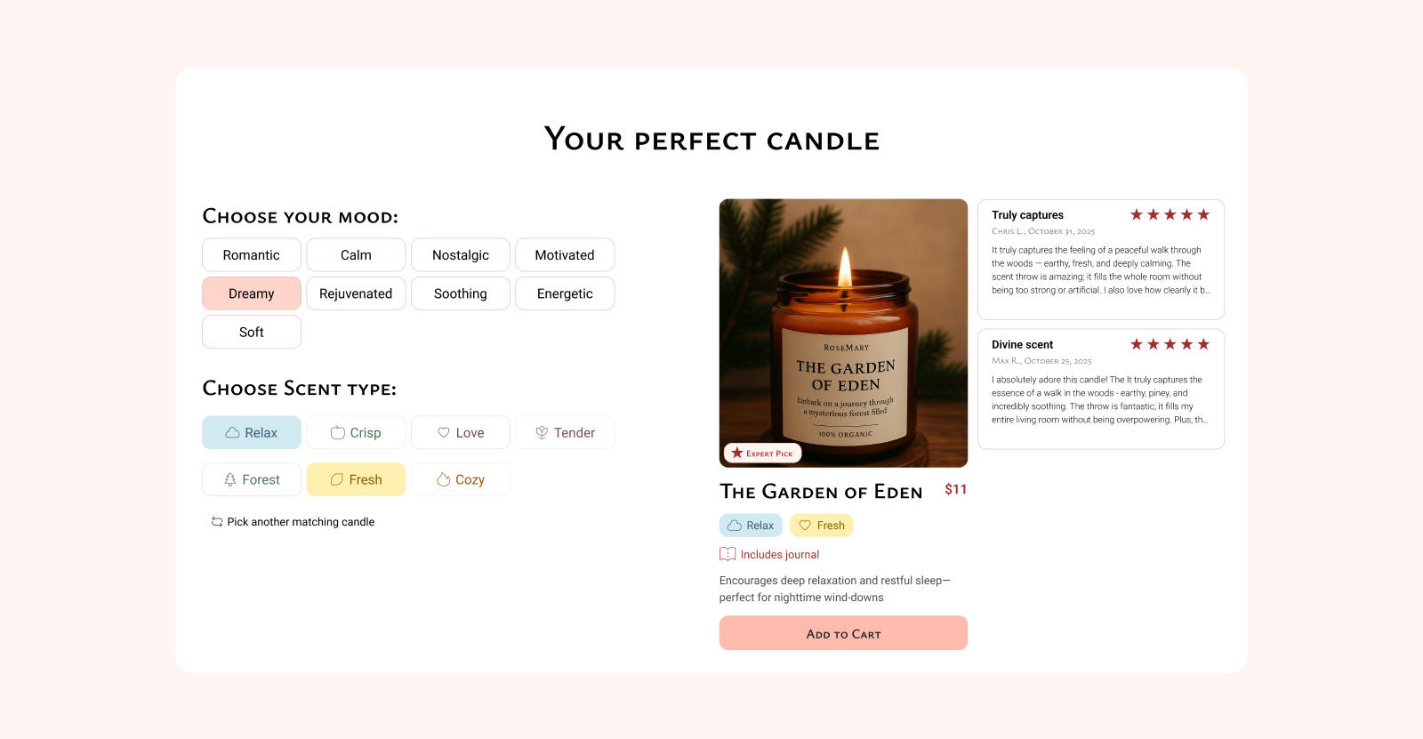 website. RoseMary. Premium candles — Изображение №5 — Интерфейсы, Брендинг на Dprofile
