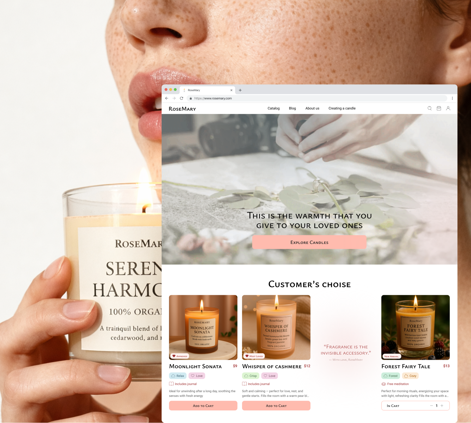 website. RoseMary. Premium candles — Изображение №4 — Интерфейсы, Брендинг на Dprofile