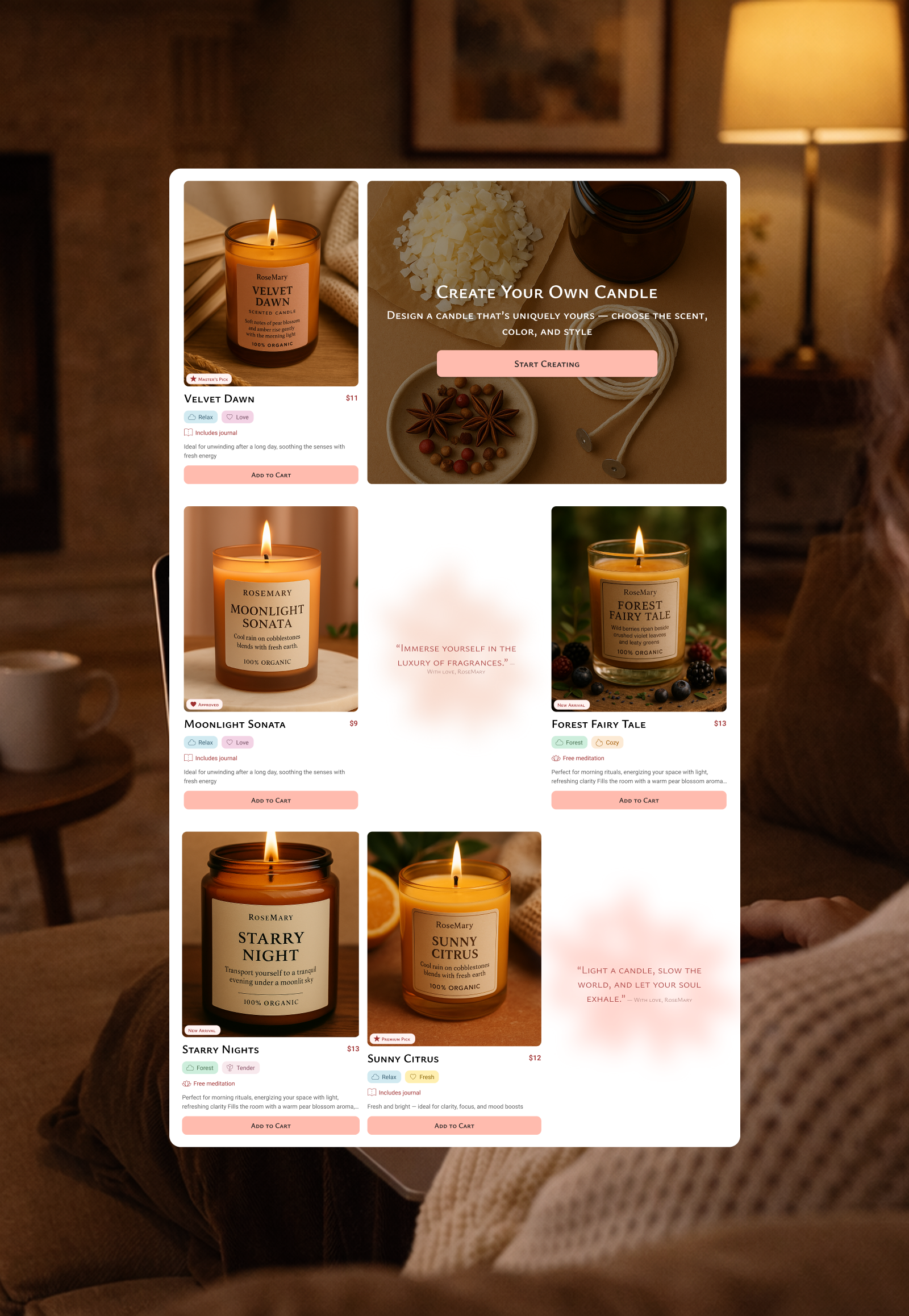 website. RoseMary. Premium candles — Изображение №9 — Интерфейсы, Брендинг на Dprofile