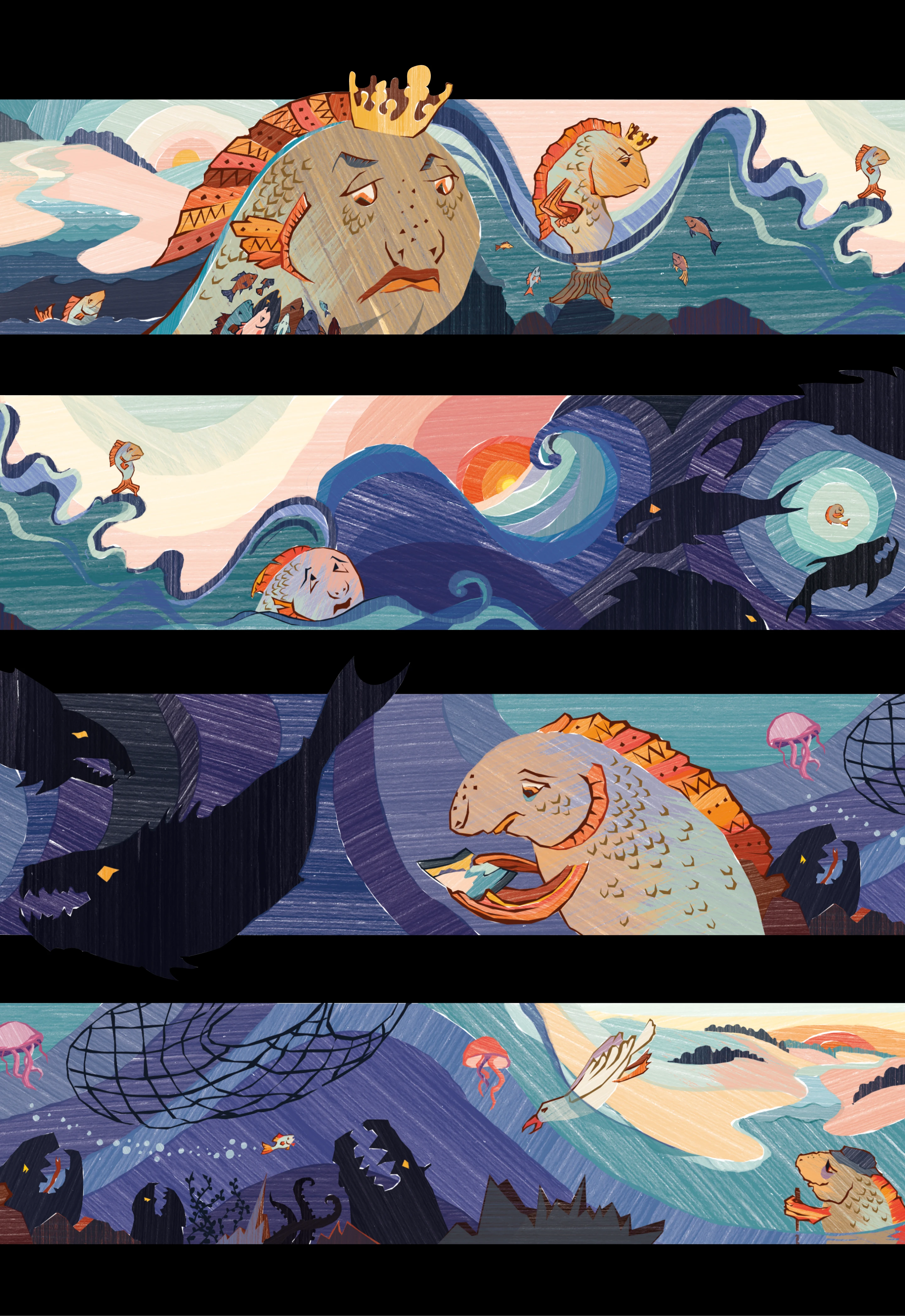 Сказ о рыбе, отправившейся из реки в море — Изображение №2 — Иллюстрация, Графика на Dprofile