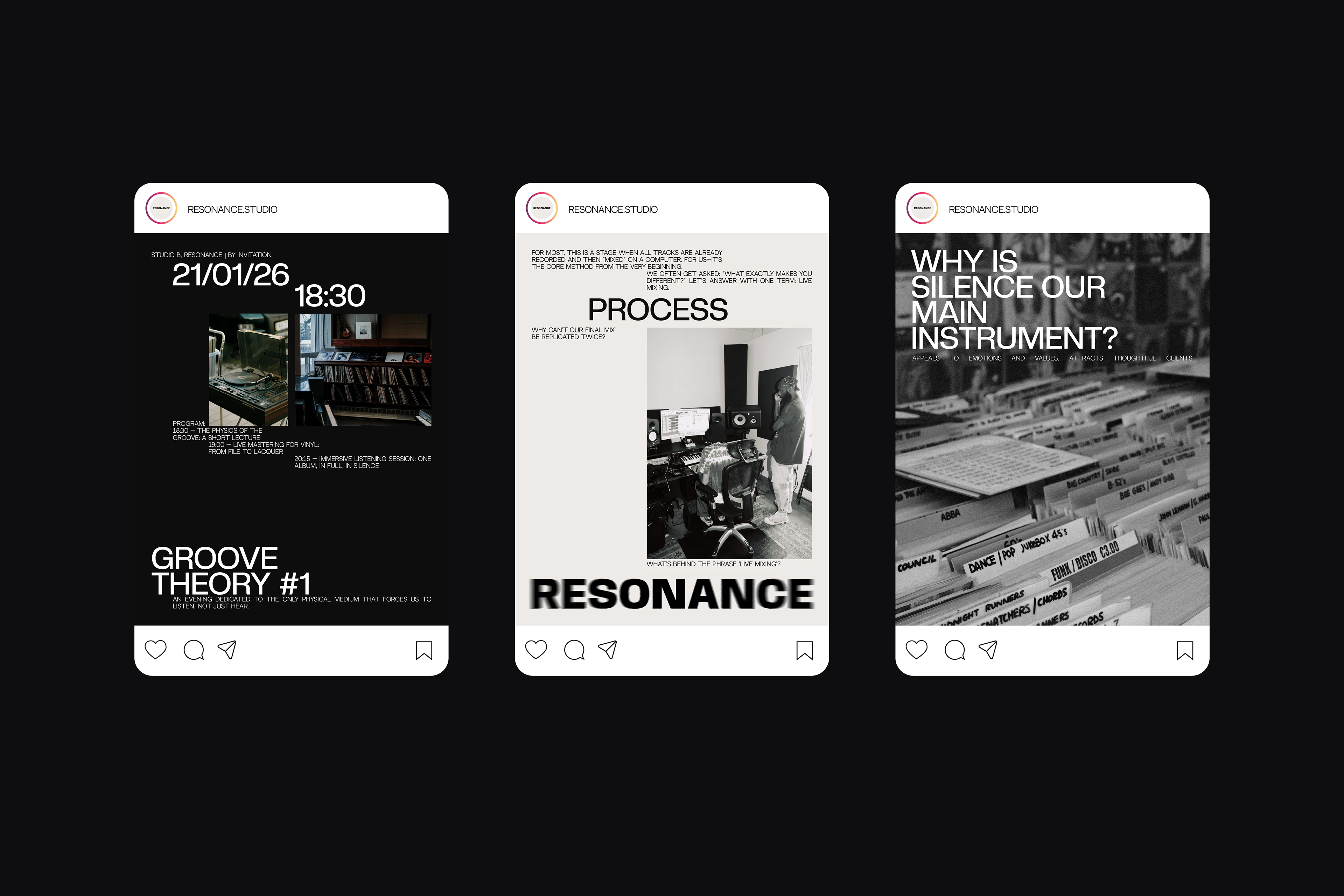 RESONANCE | music production — Изображение №14 — Брендинг, Графика на Dprofile