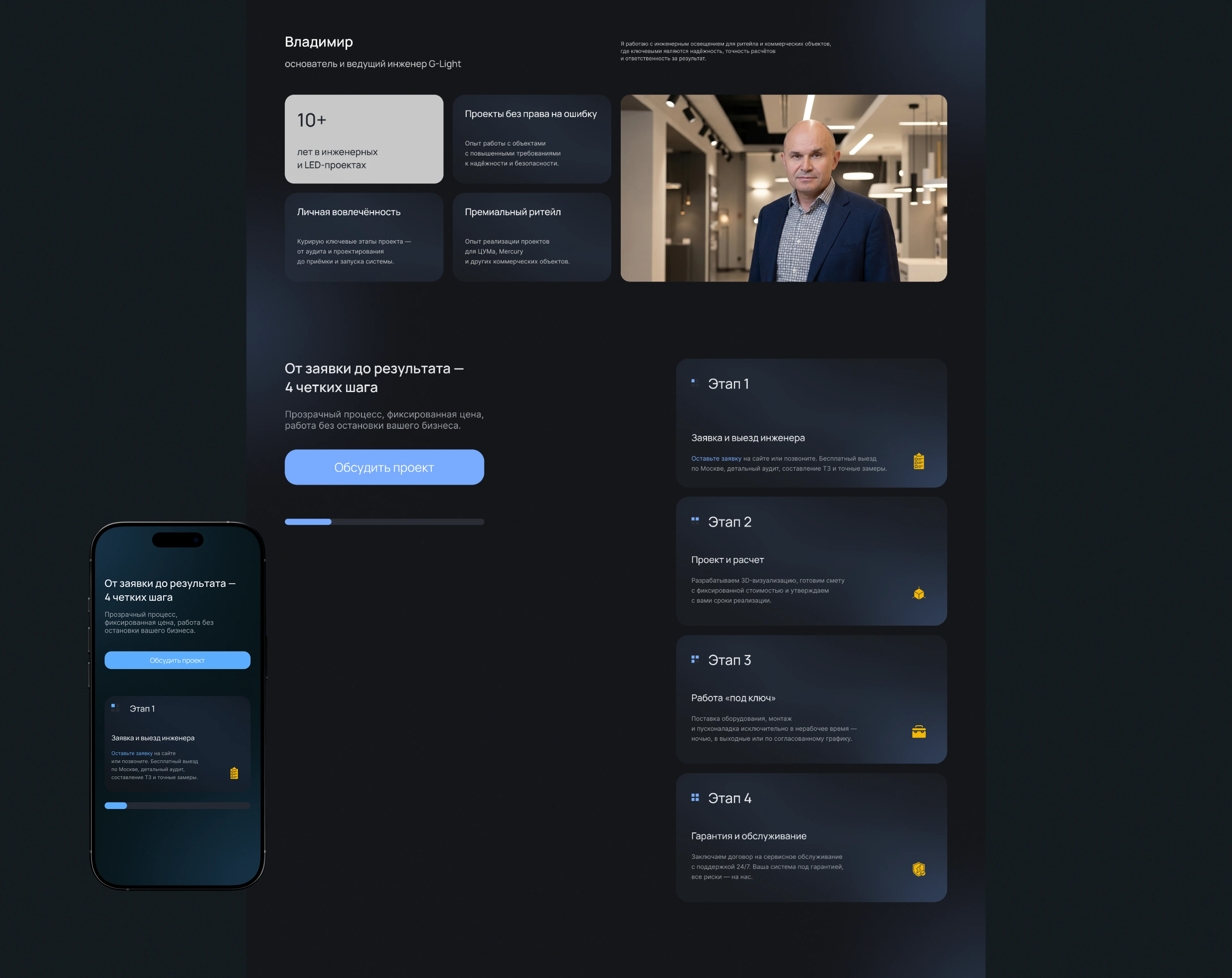 B2B сайт для компании световых решений — Изображение №5 — Интерфейсы на Dprofile