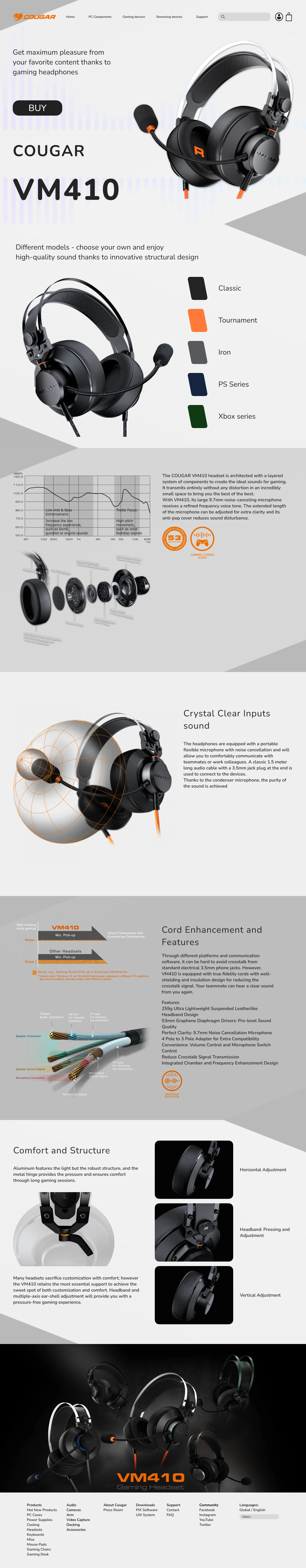 Дизайн лендинга наушников Cougar — Изображение №1 — Интерфейсы, Брендинг на Dprofile