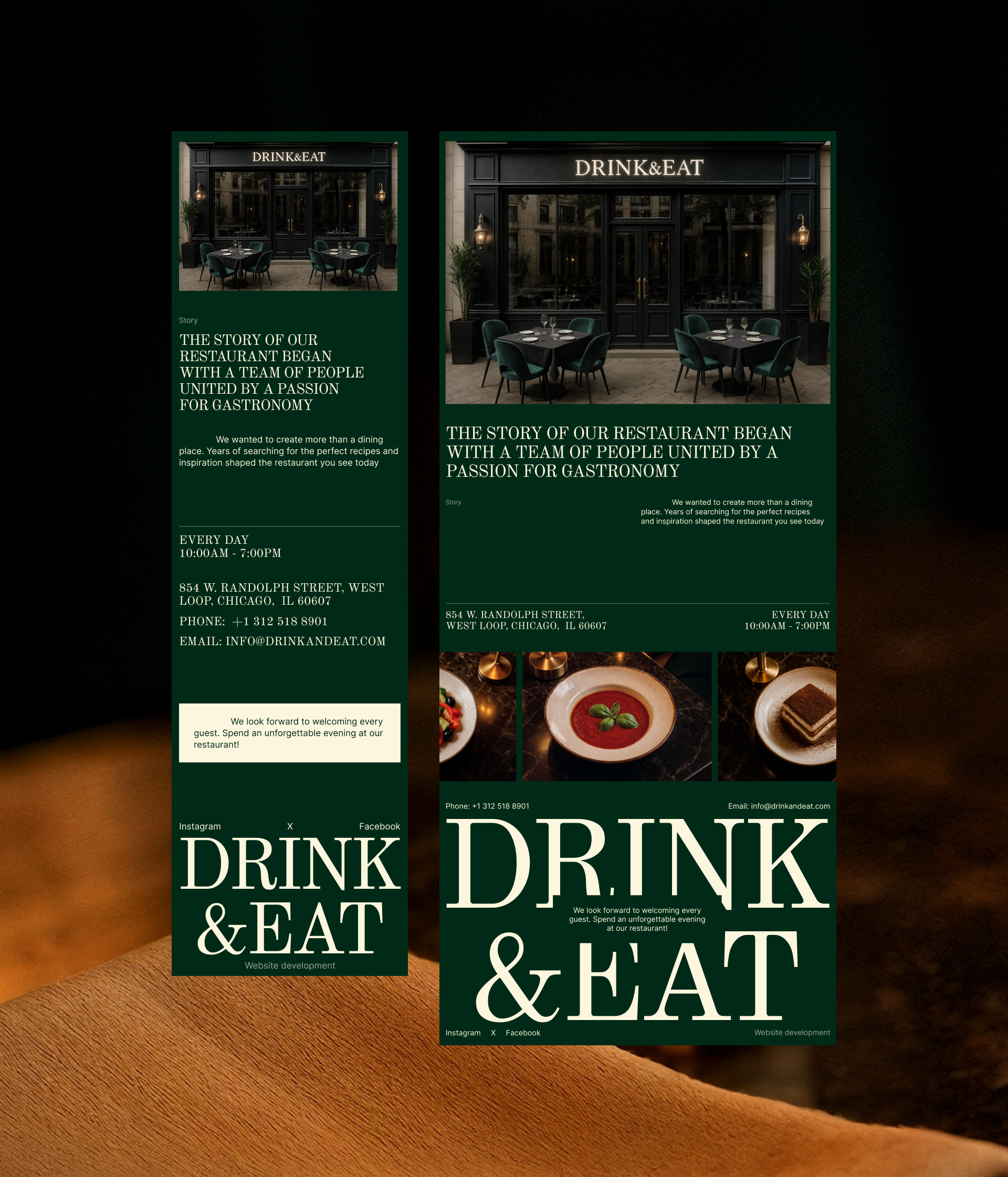 Горизонтальный сайт для ресторана и бара в Чикаго — Изображение №3 — Интерфейсы, Иллюстрация на Dprofile