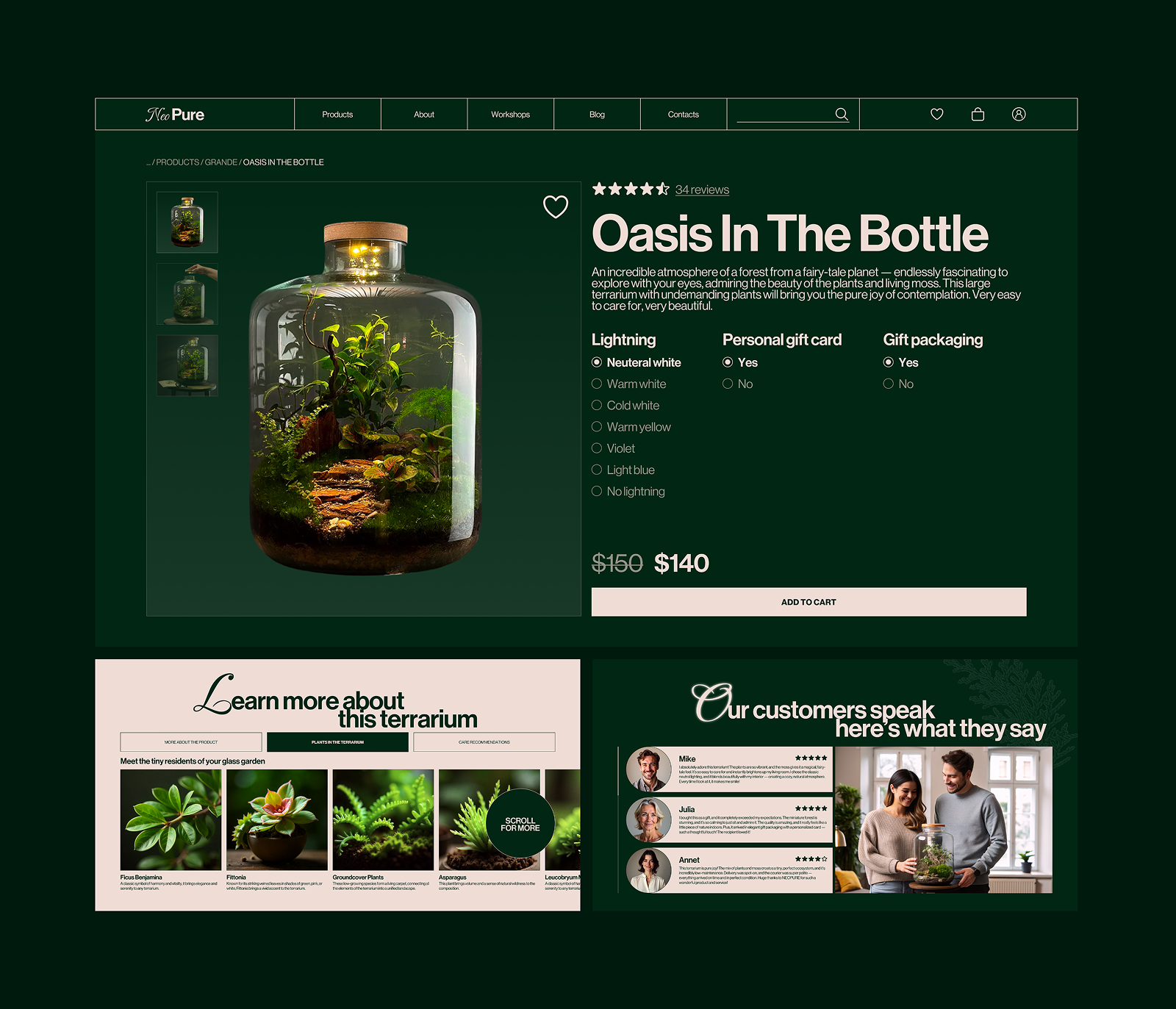 NeoPure | website | интернет-магазин флорариумов — Изображение №7 — Интерфейсы, Брендинг на Dprofile