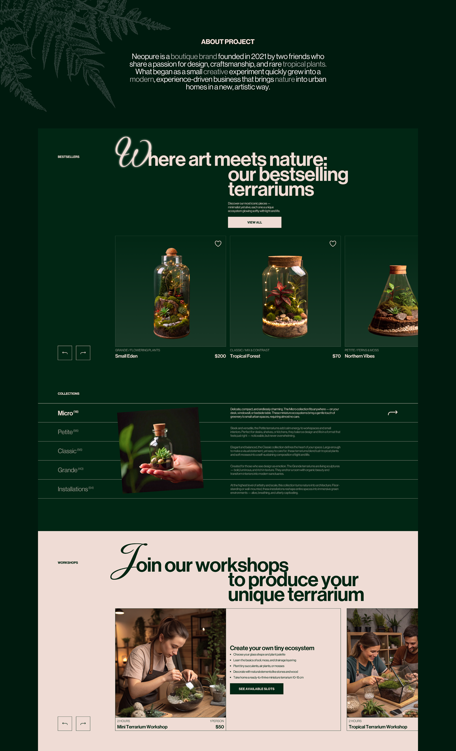 NeoPure | website | интернет-магазин флорариумов — Изображение №2 — Интерфейсы, Брендинг на Dprofile