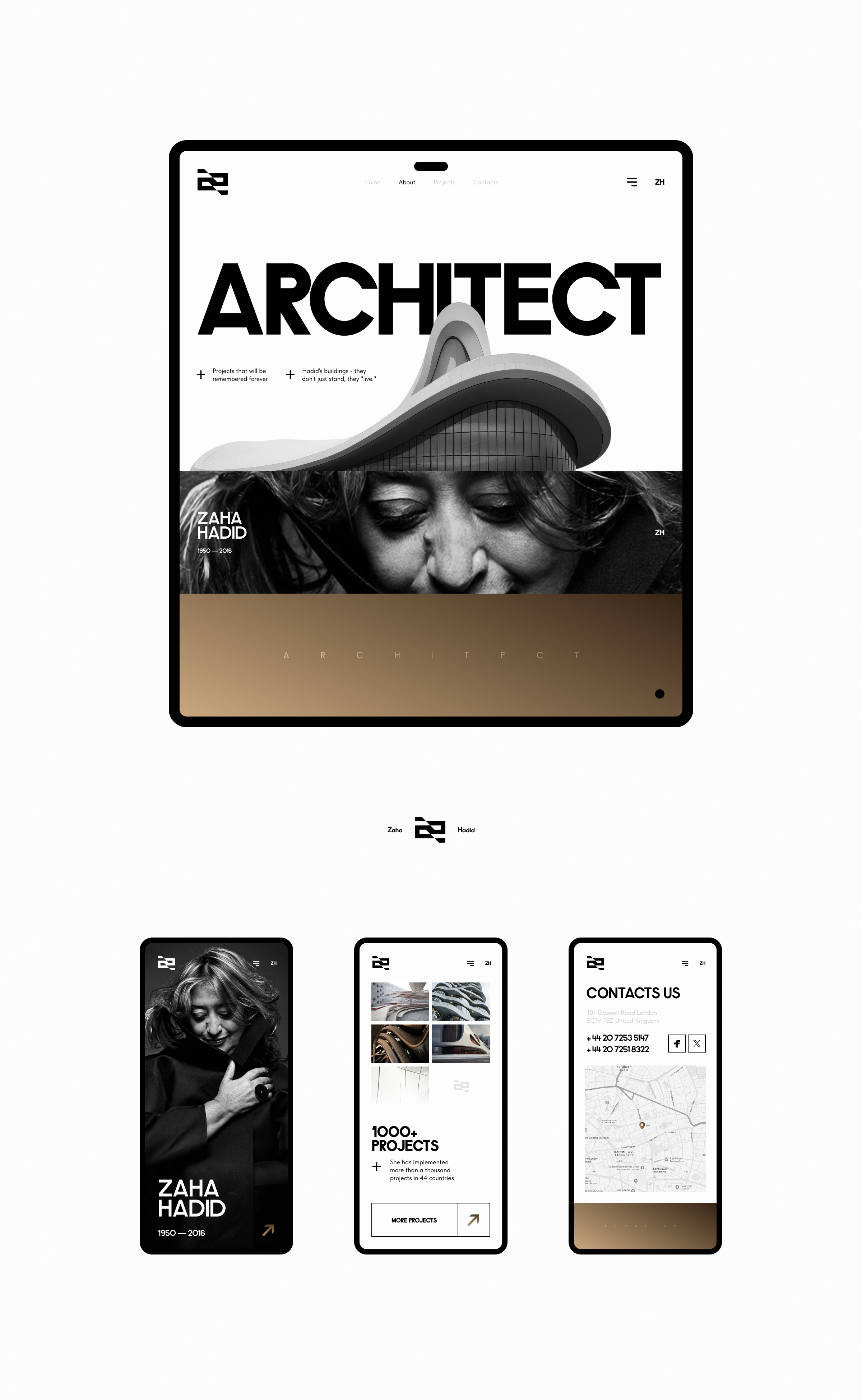 Zaha Hadid Architect © | Branding & UX/UI Design — Изображение №10 — Интерфейсы, Брендинг на Dprofile
