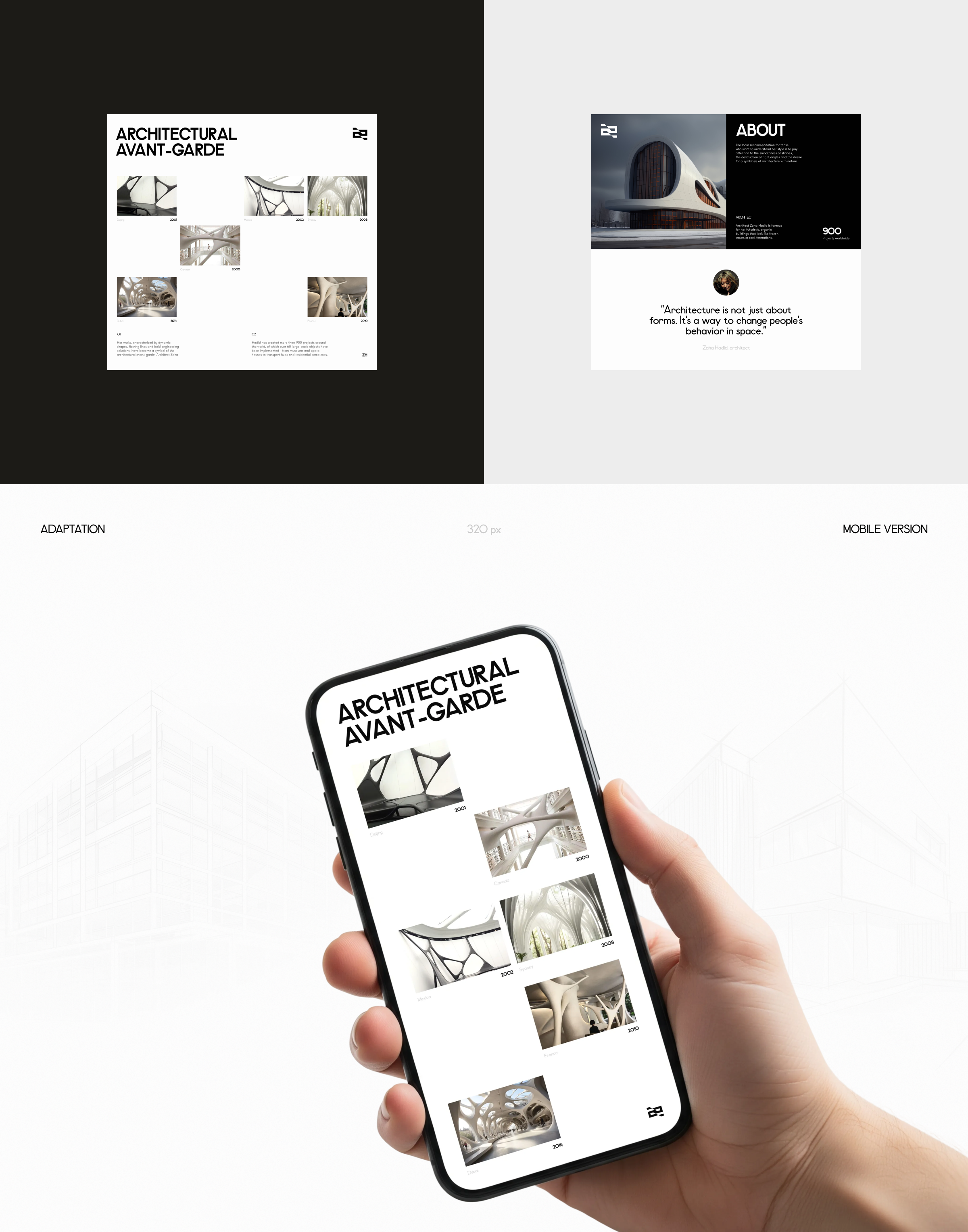 Zaha Hadid Architect © | Branding & UX/UI Design — Изображение №6 — Интерфейсы, Брендинг на Dprofile