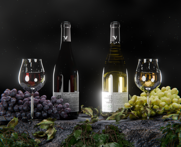 Les Vignes du Vent | 3D-визуализация вина и симуляция жидкости на Dprofile