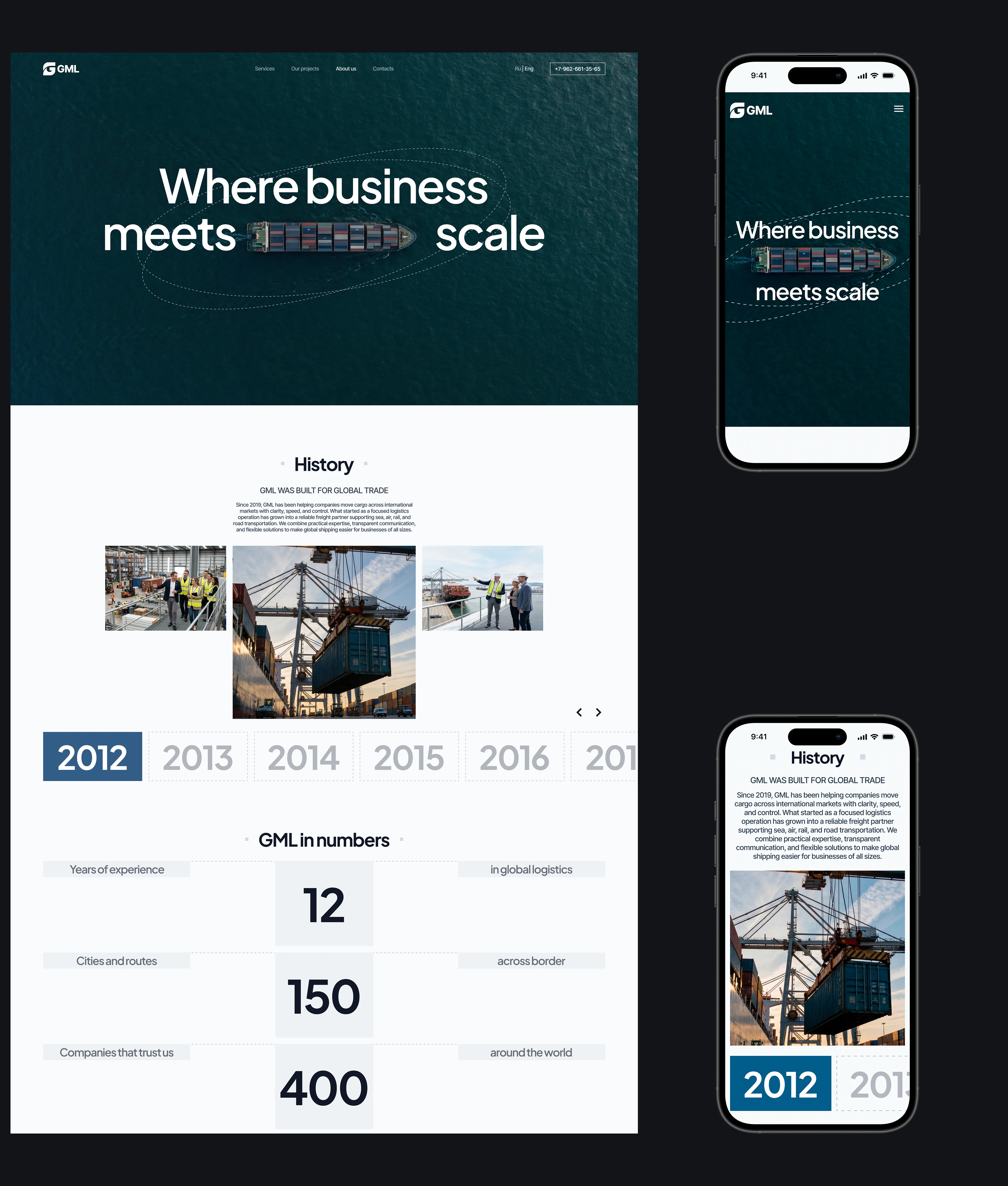 GrandMeridianLogistics | Corporate website | ui/ux — Изображение №9 — Интерфейсы, Брендинг на Dprofile
