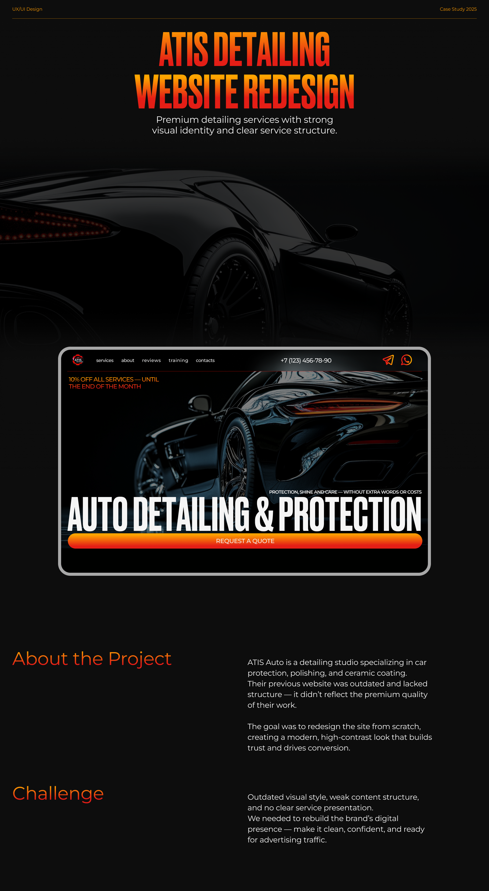 Редизайн сайта для студии детейлинга ATIS Detailing — Изображение №1 — Интерфейсы на Dprofile