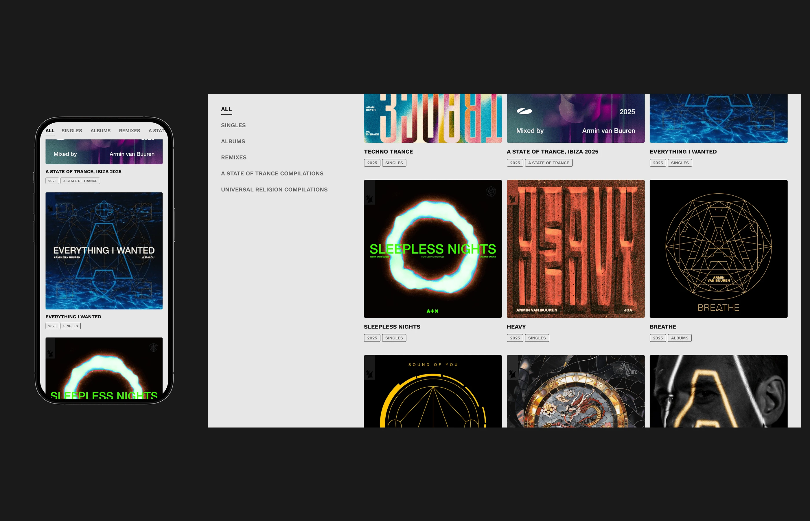 Armin Van Buuren. UI / UX Concept Design 2025 — Изображение №8 — Интерфейсы на Dprofile