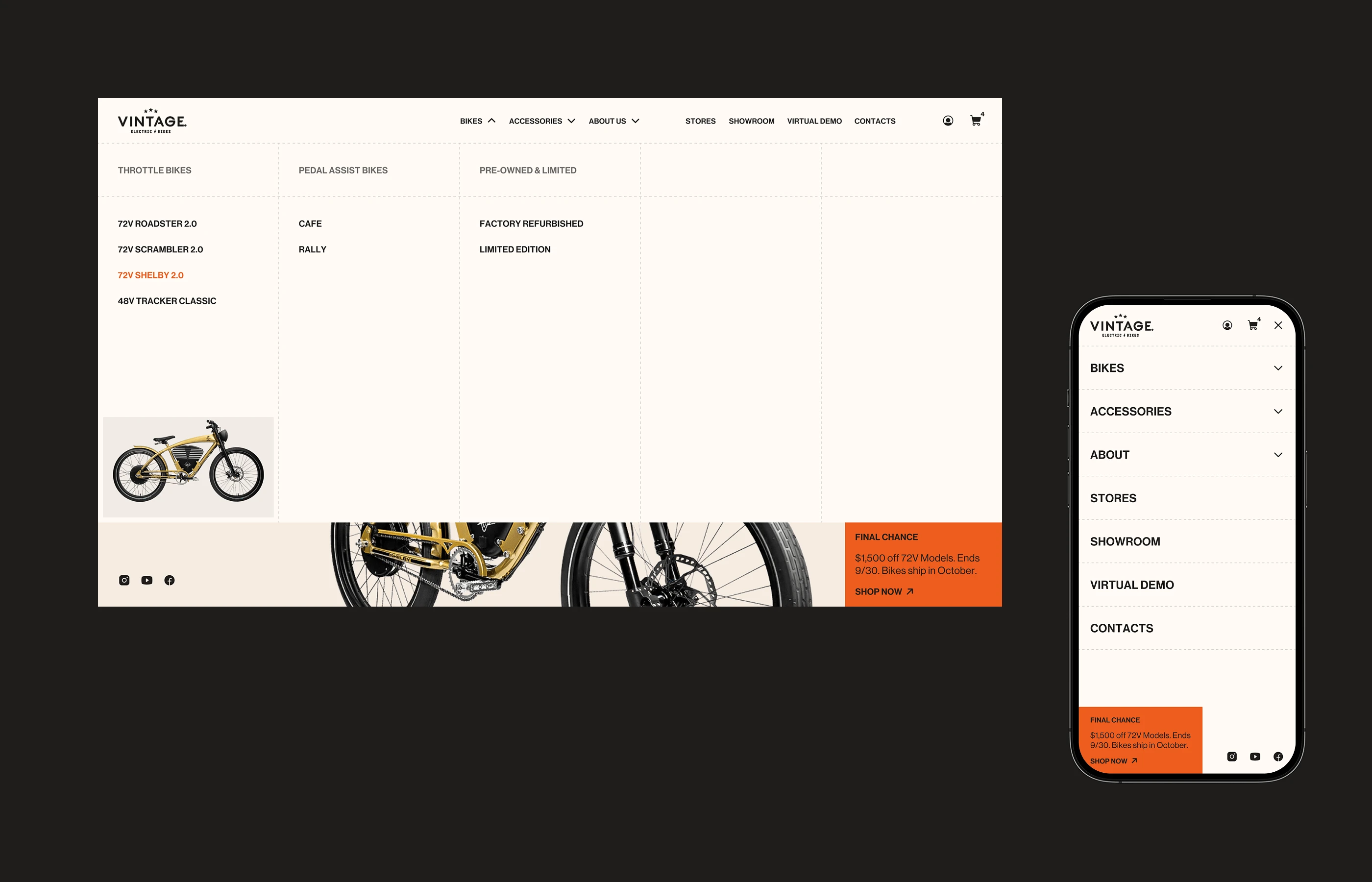 Vintage Electric Bikes. UI / UX Concept Design 2025 — Изображение №3 — Интерфейсы на Dprofile