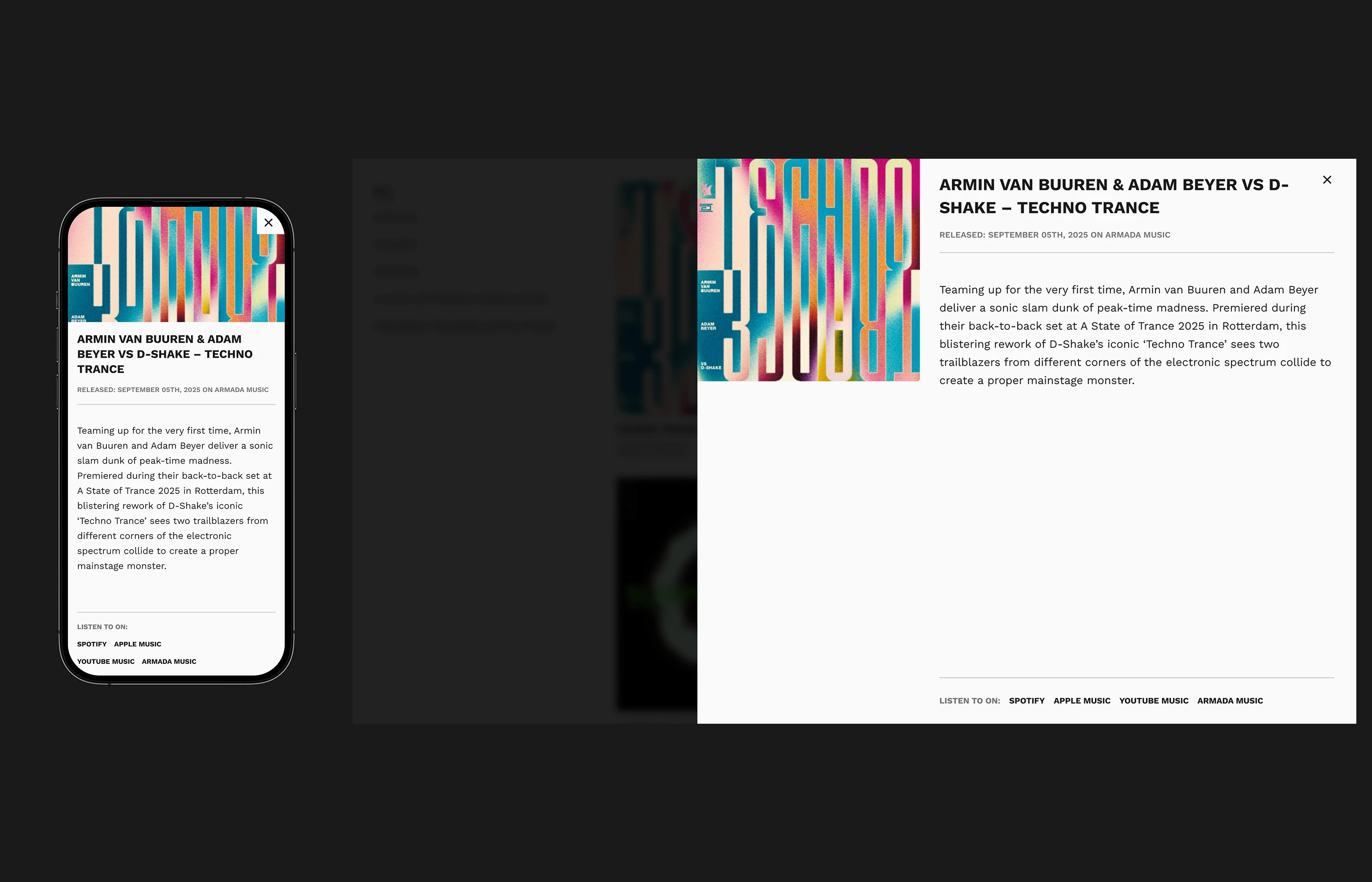 Armin Van Buuren. UI / UX Concept Design 2025 — Изображение №10 — Интерфейсы на Dprofile