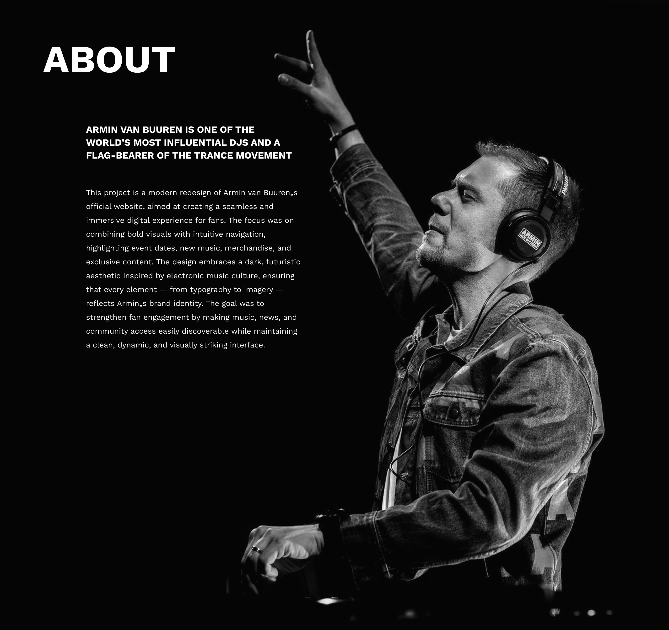 Armin Van Buuren. UI / UX Concept Design 2025 — Изображение №2 — Интерфейсы на Dprofile