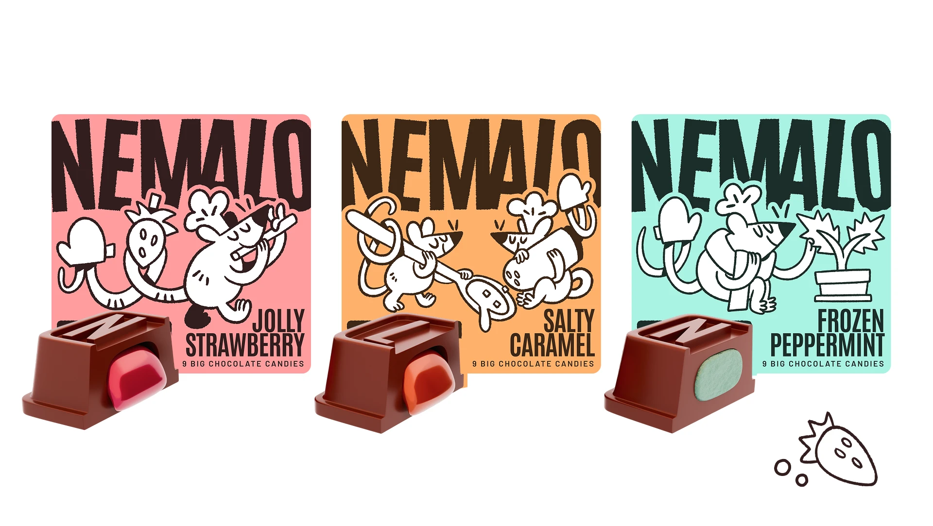 NEMALO | шоколадные батончики и конфеты — Изображение №6 — Брендинг, Иллюстрация на Dprofile