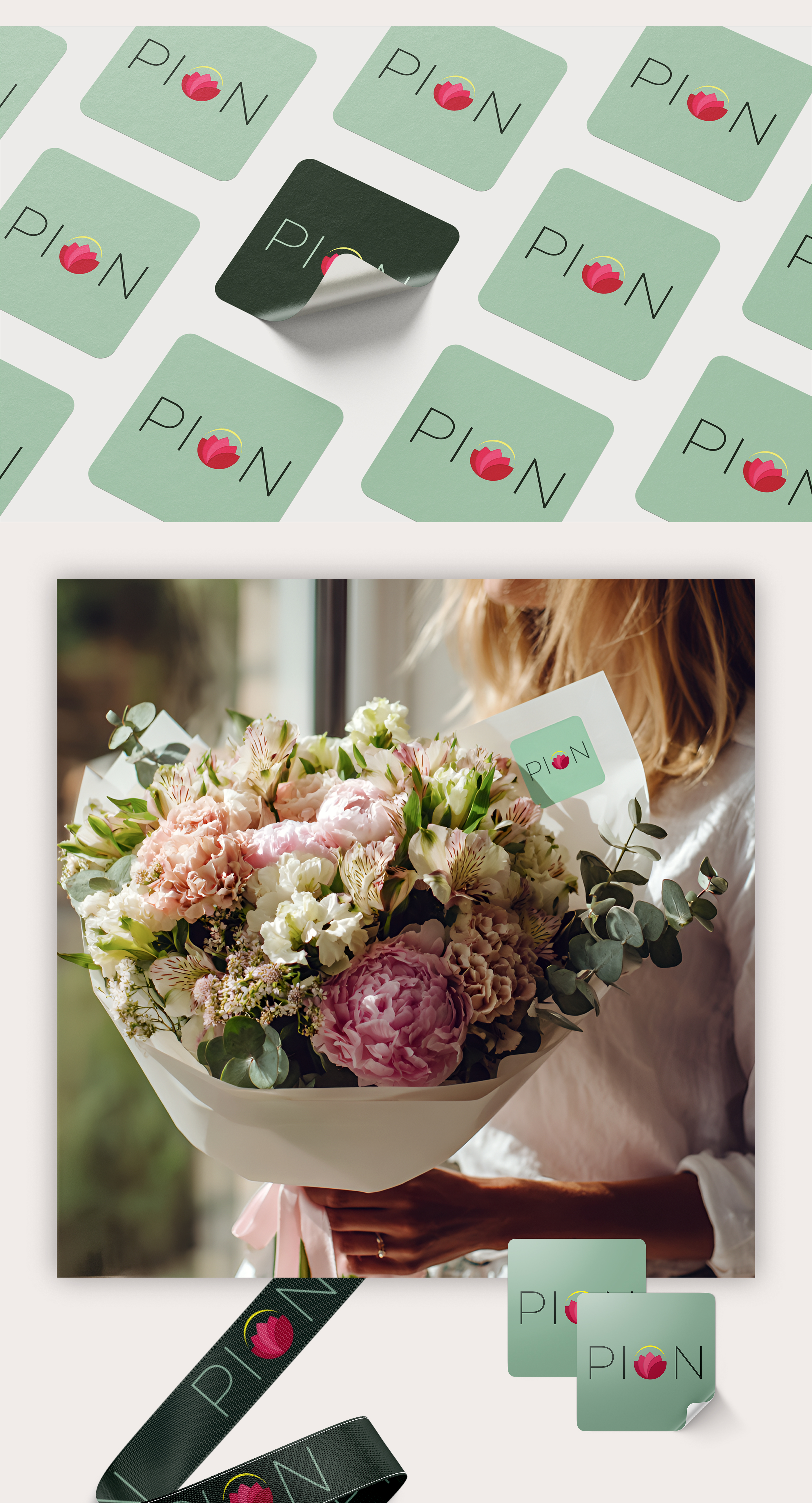 Логотип | Цветочный бутик PION | Айдентика — Изображение №3 — Брендинг на Dprofile