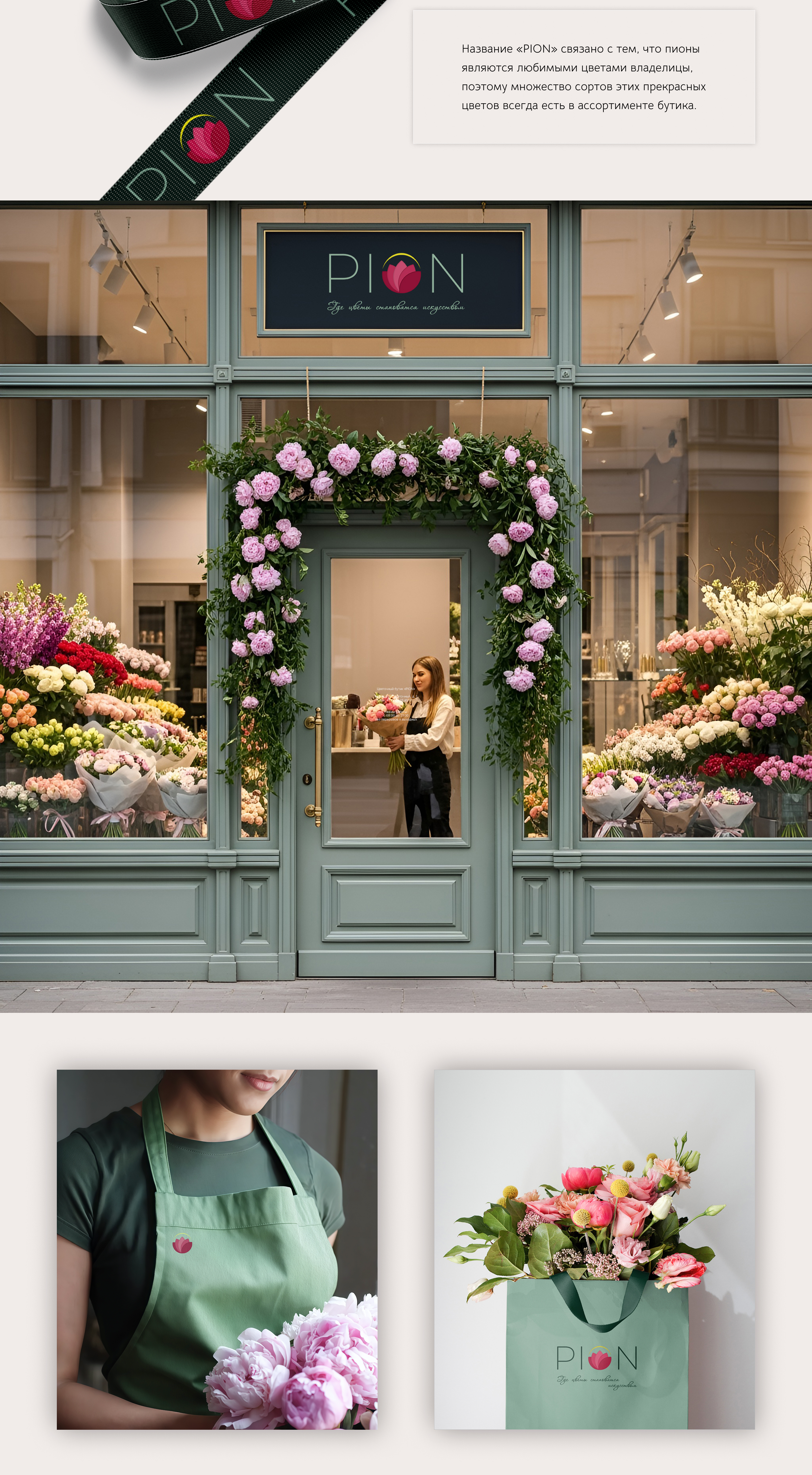 Логотип | Цветочный бутик PION | Айдентика — Изображение №4 — Брендинг на Dprofile