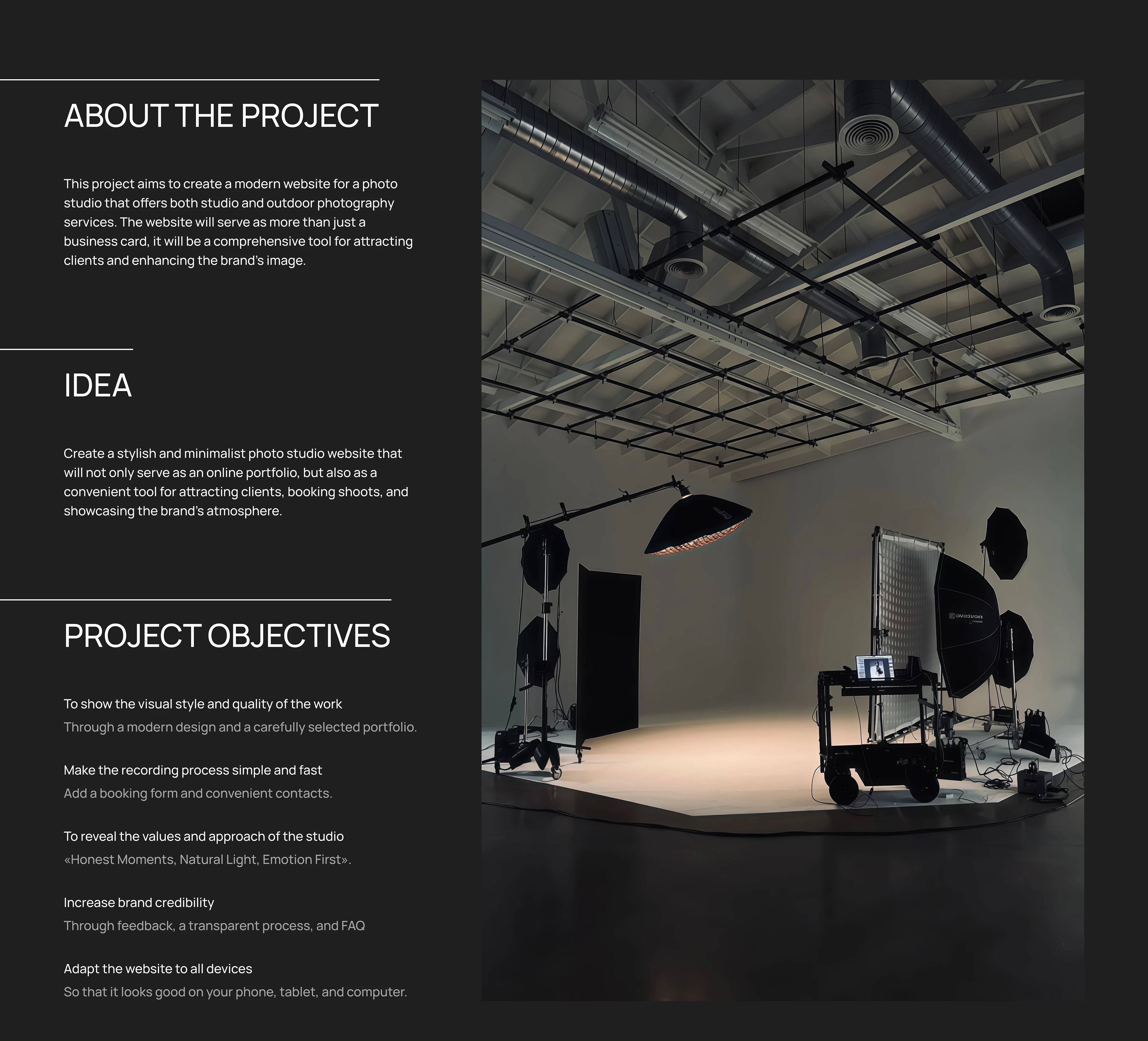 Novera | Photo studio website — Изображение №2 — Интерфейсы на Dprofile