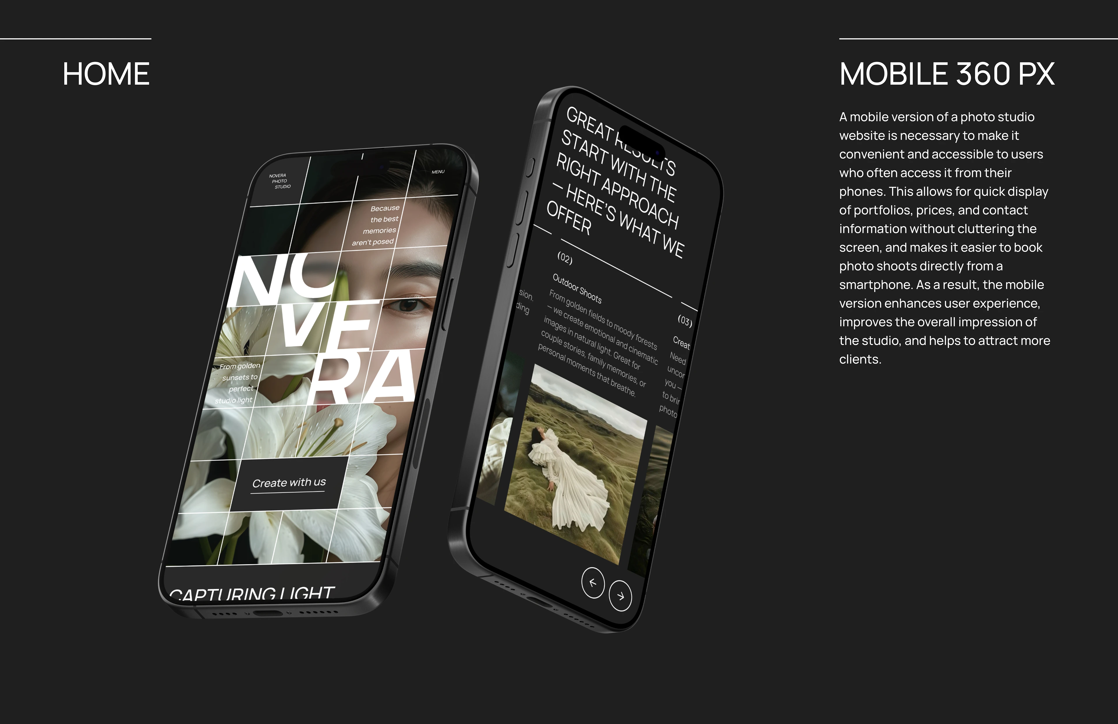 Novera | Photo studio website — Изображение №9 — Интерфейсы на Dprofile