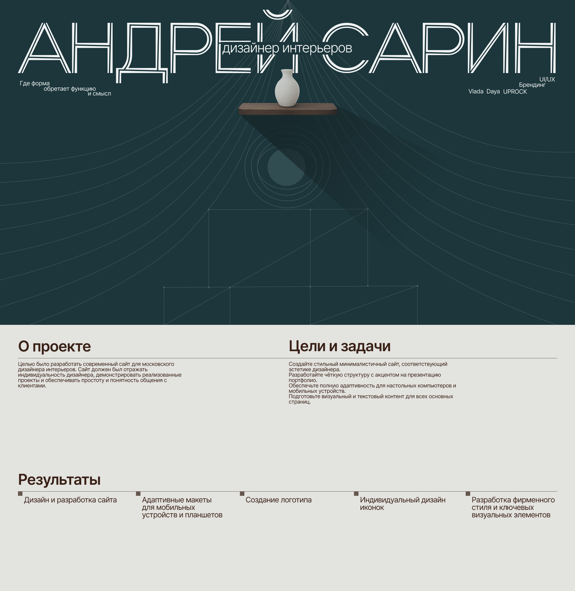 Сайт для дизайнера интерьеров — Изображение №1 — Интерфейсы, Брендинг на Dprofile