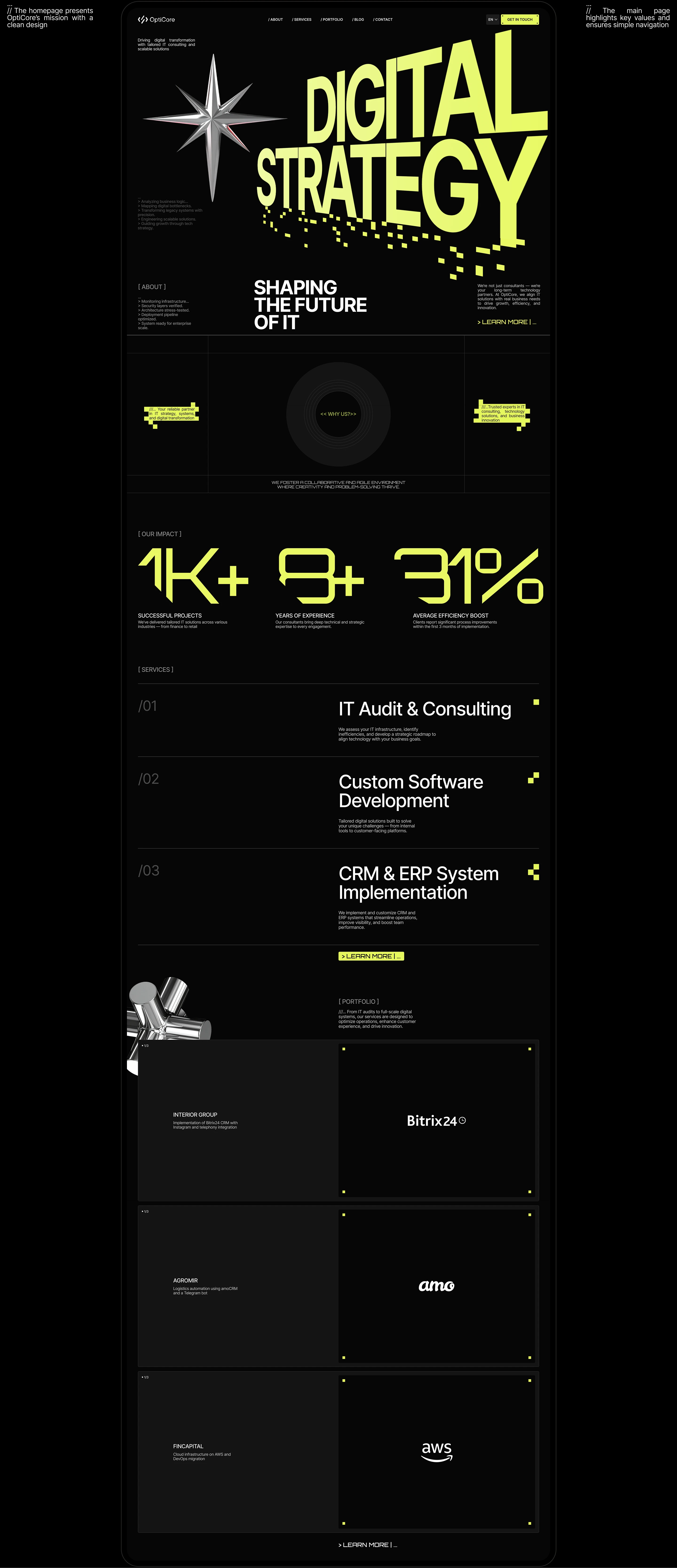 OptiCore | Corporate Website — Изображение №3 — Интерфейсы, Брендинг на Dprofile