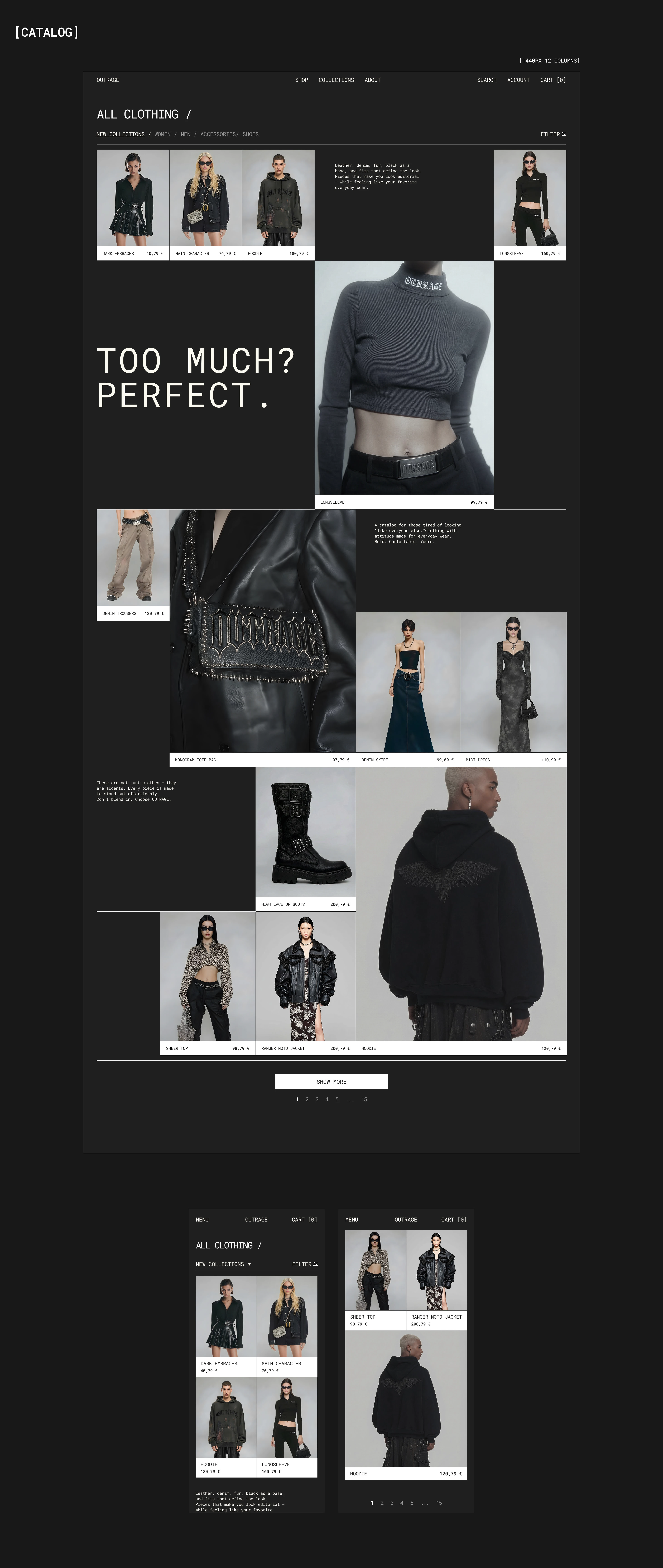 OUTRAGE / website for clothing store — Изображение №6 — Интерфейсы на Dprofile