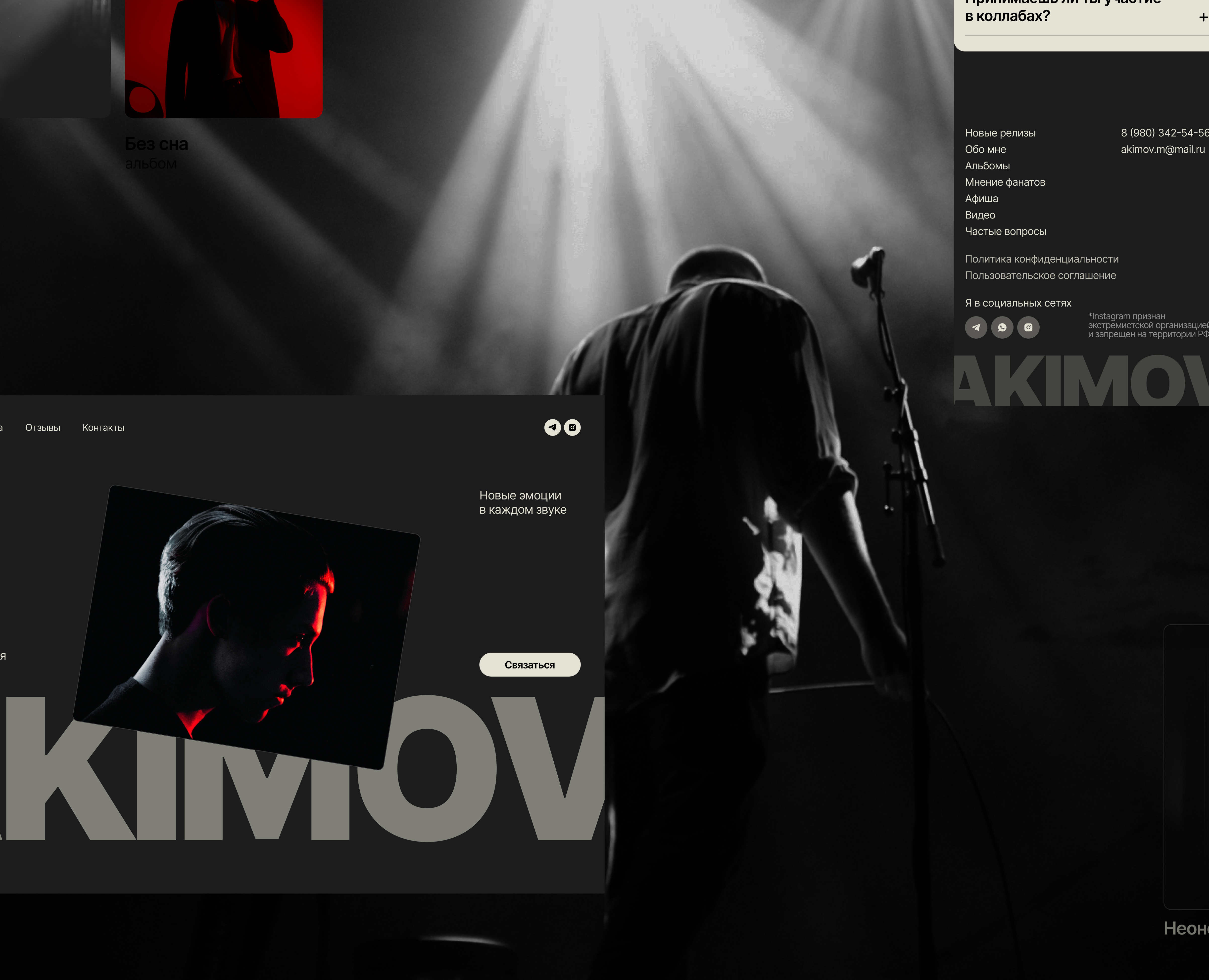 Дизайн сайта для музыканта на Dprofile